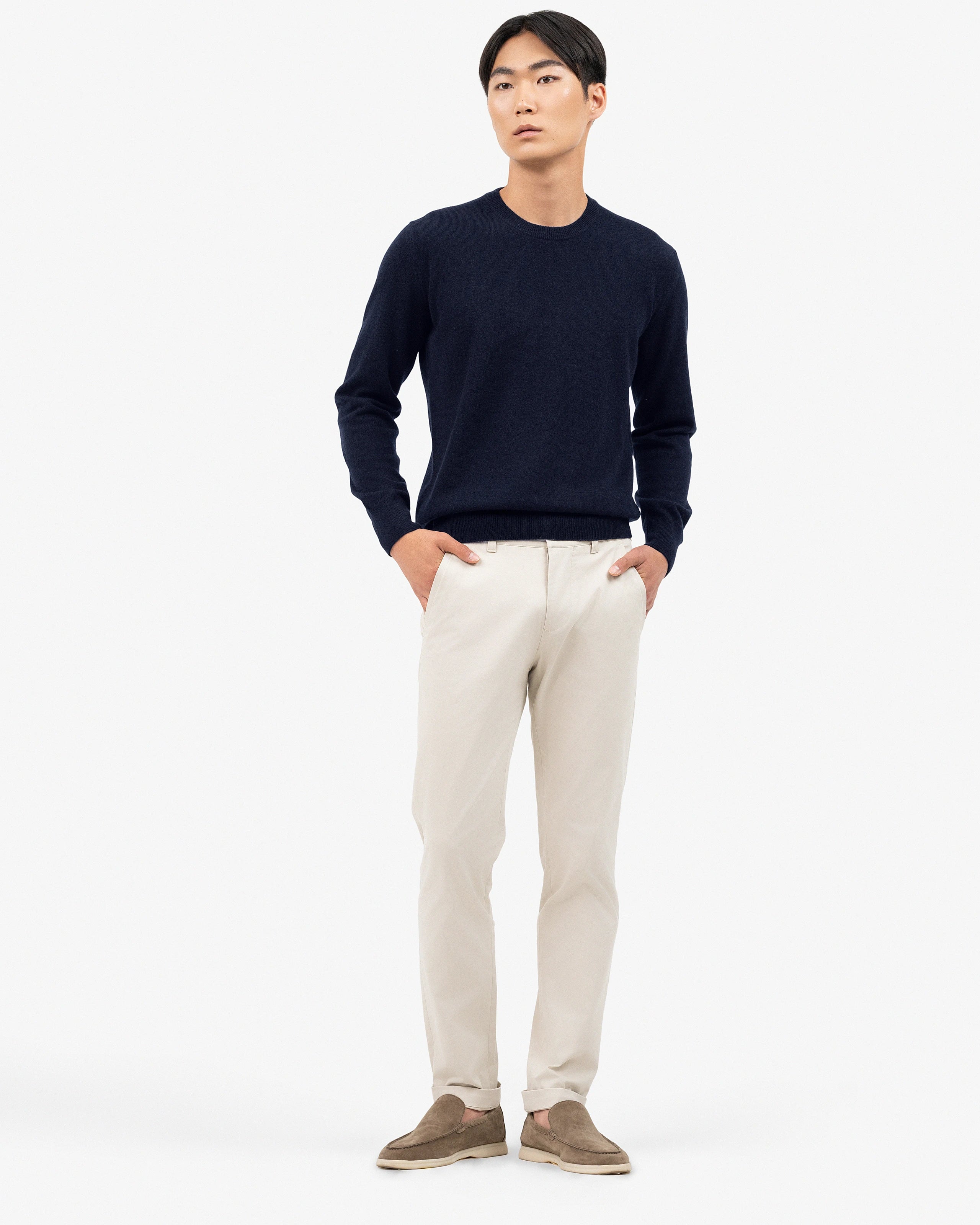 Men's Classic Crew Neck Sweater - Night Blue Cashmere