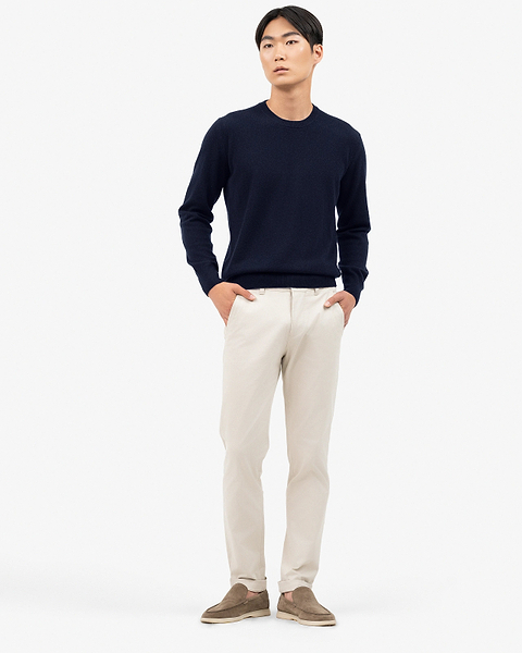 Men's Classic Crew Neck Sweater - Night Blue Cashmere