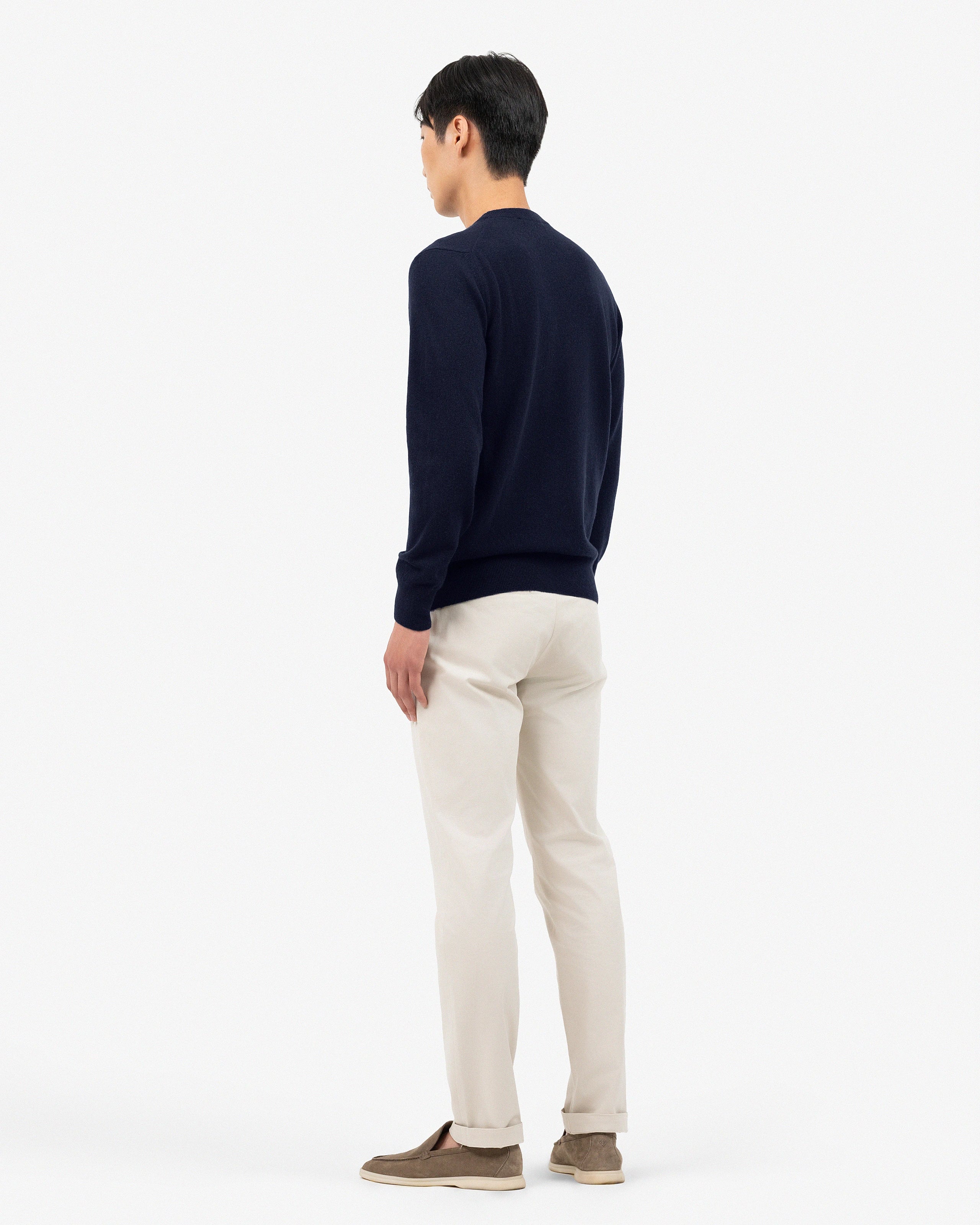Men's Classic Crew Neck Sweater - Night Blue Cashmere
