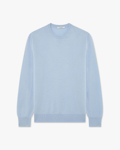 Men's Classic Crew Neck Sweater - Light Blue Cashmere