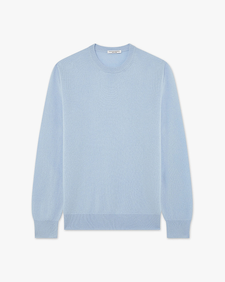 Men's Classic Crew Neck Sweater - Light Blue Cashmere