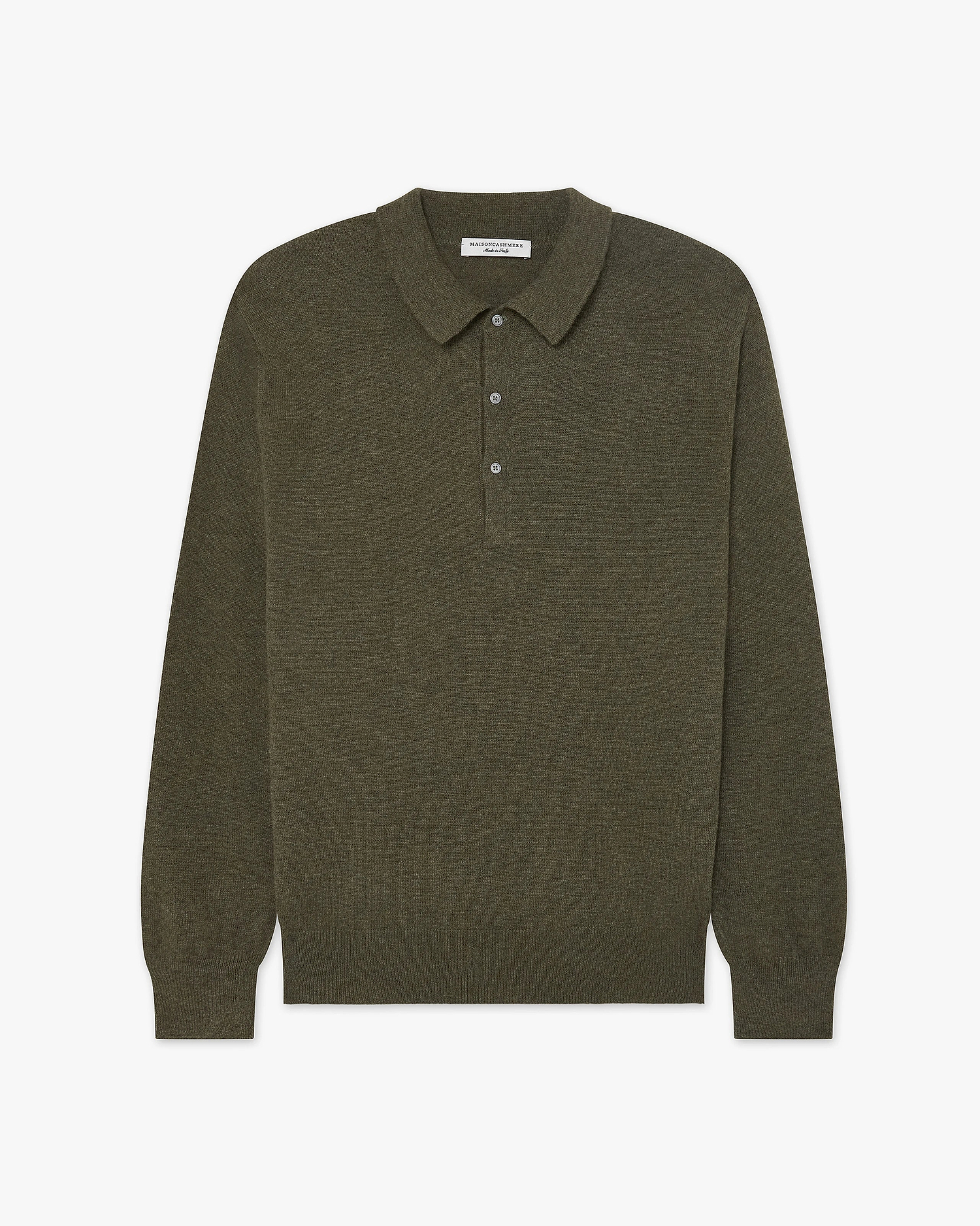 Men's Classic Polo Sweater - Green Cashmere