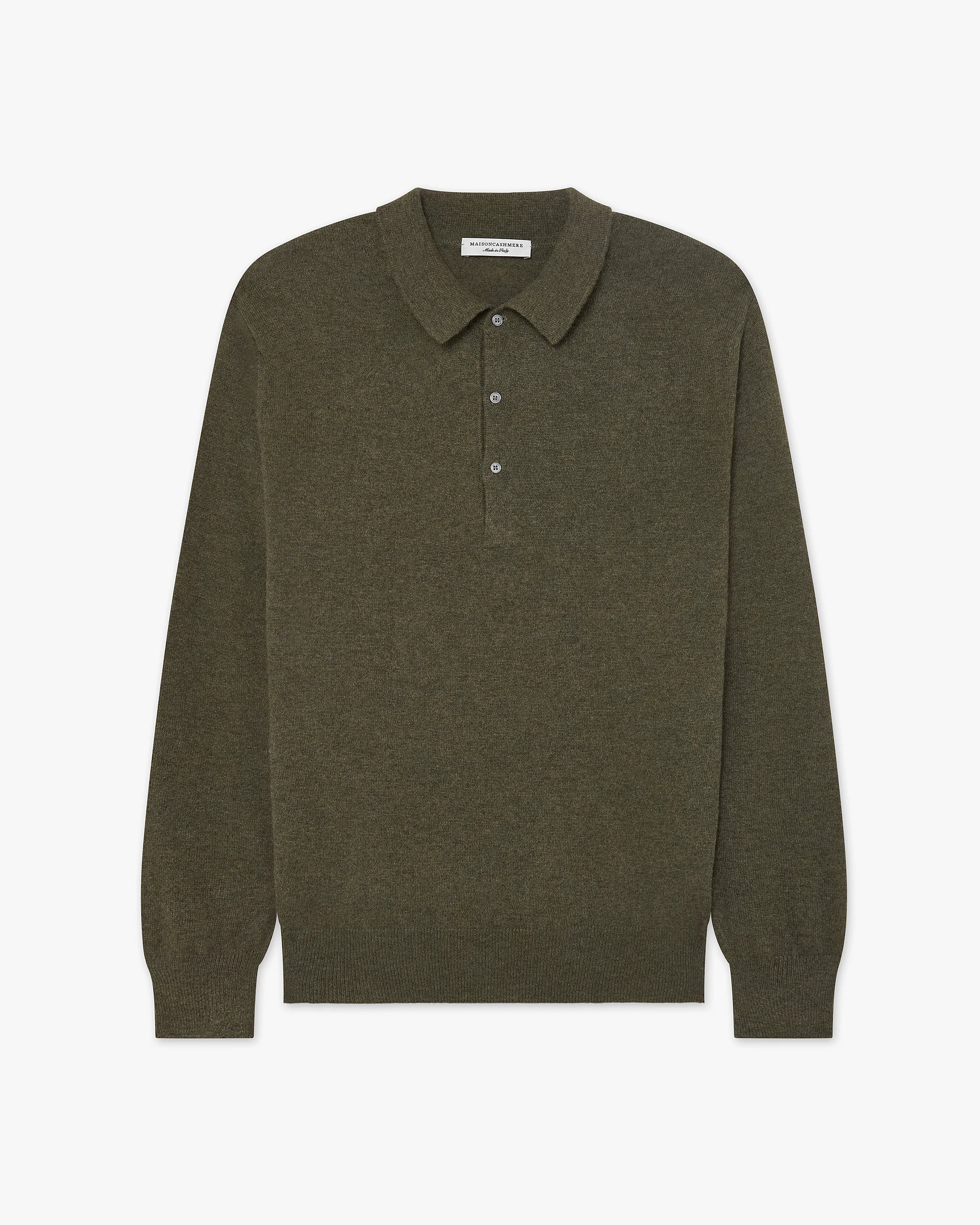 Men's Classic Polo Sweater - Green Cashmere
