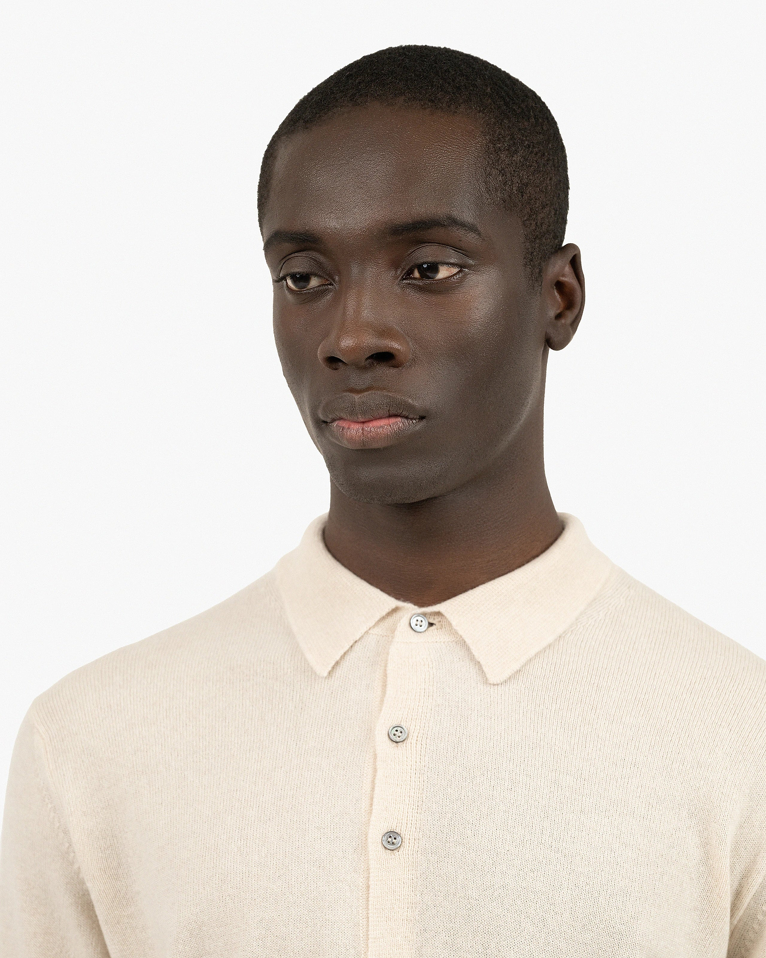 Men's Classic Polo Sweater - Light Beige Cashmere