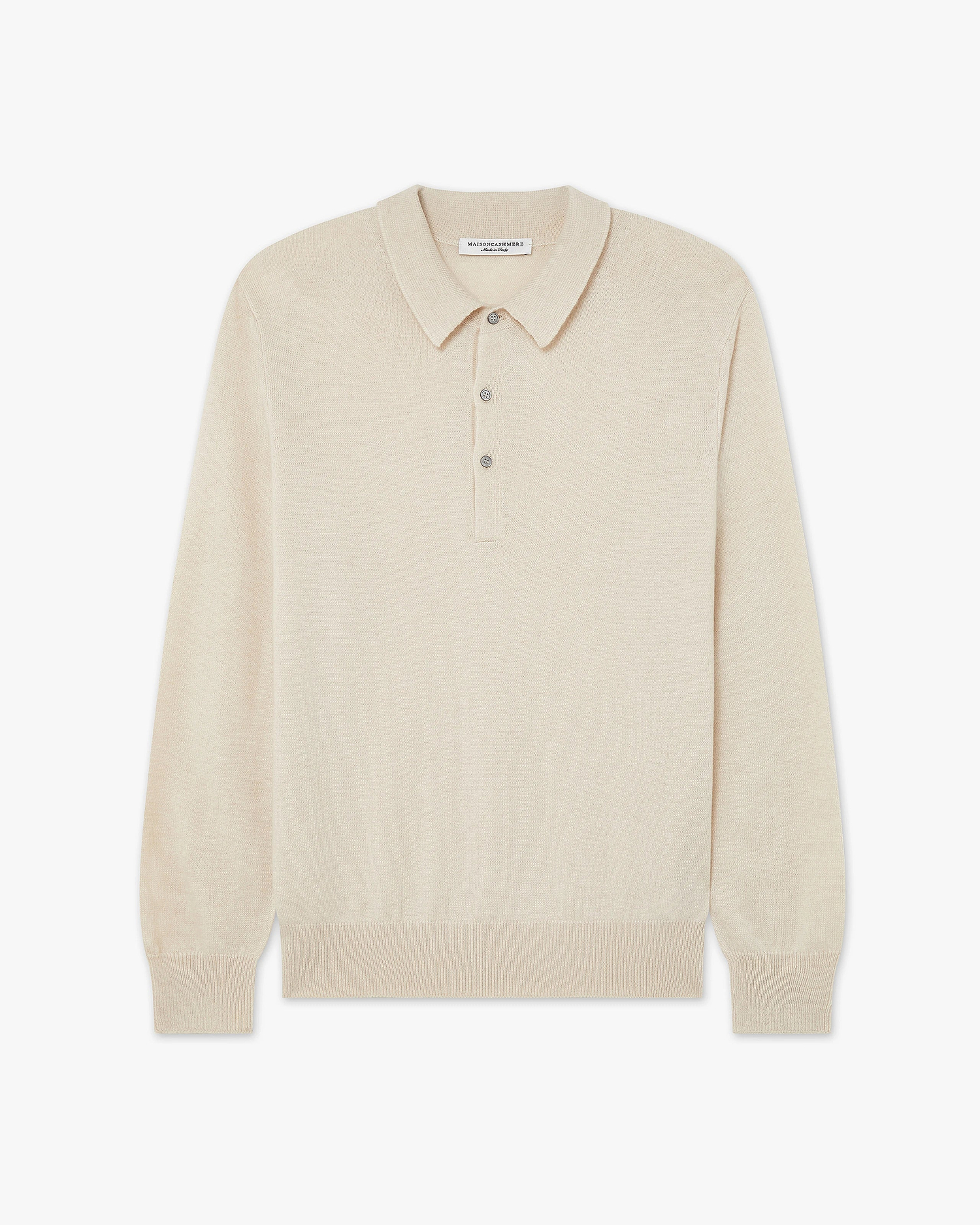 Men's Classic Polo Sweater - Light Beige Cashmere