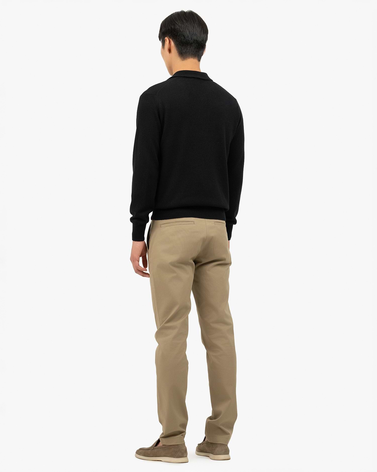 Men's Classic Polo Sweater - Black - Cashmere Men's Classic Polo Sweater - Black - Cashmere