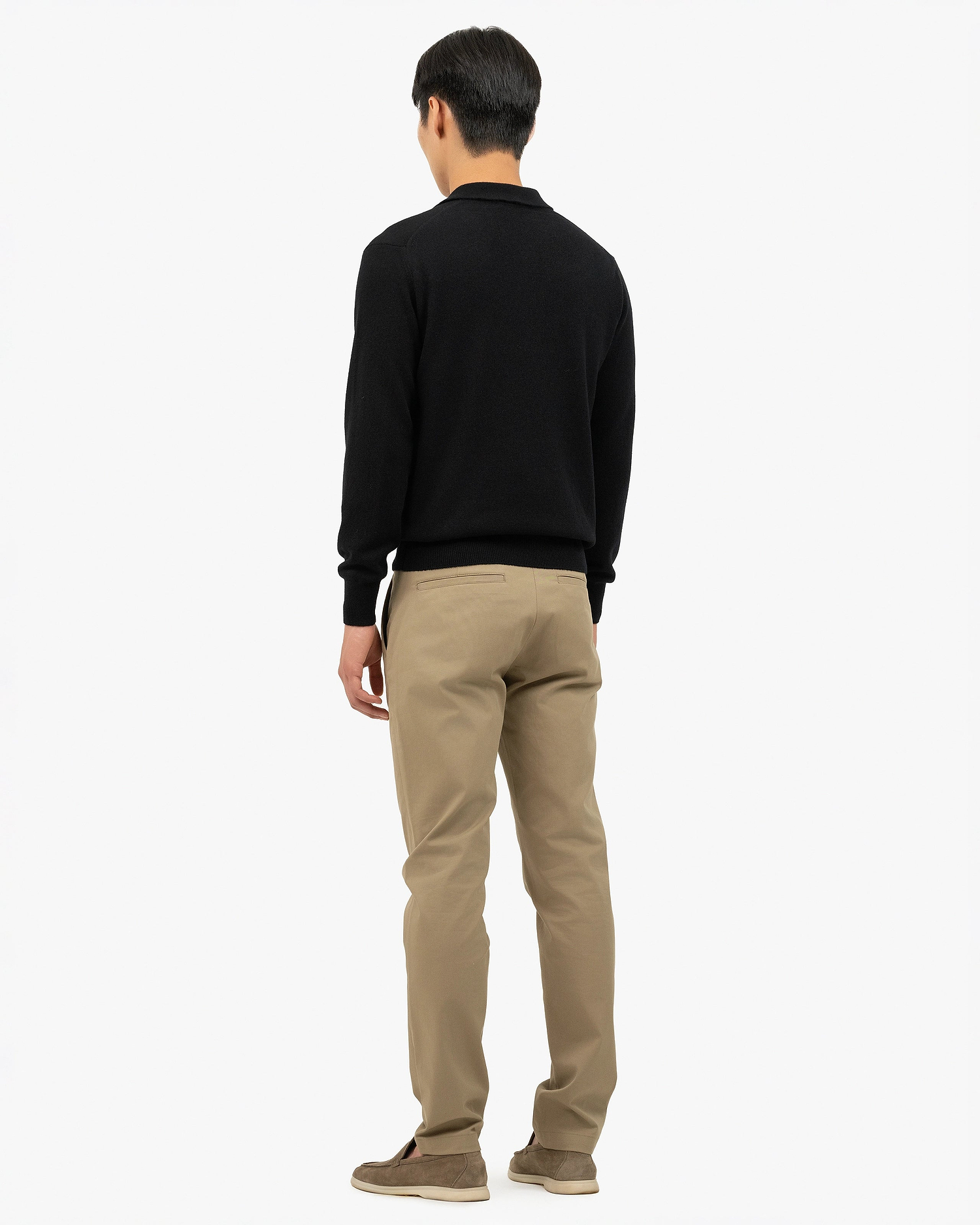 Men's Classic Polo Sweater - Black Cashmere