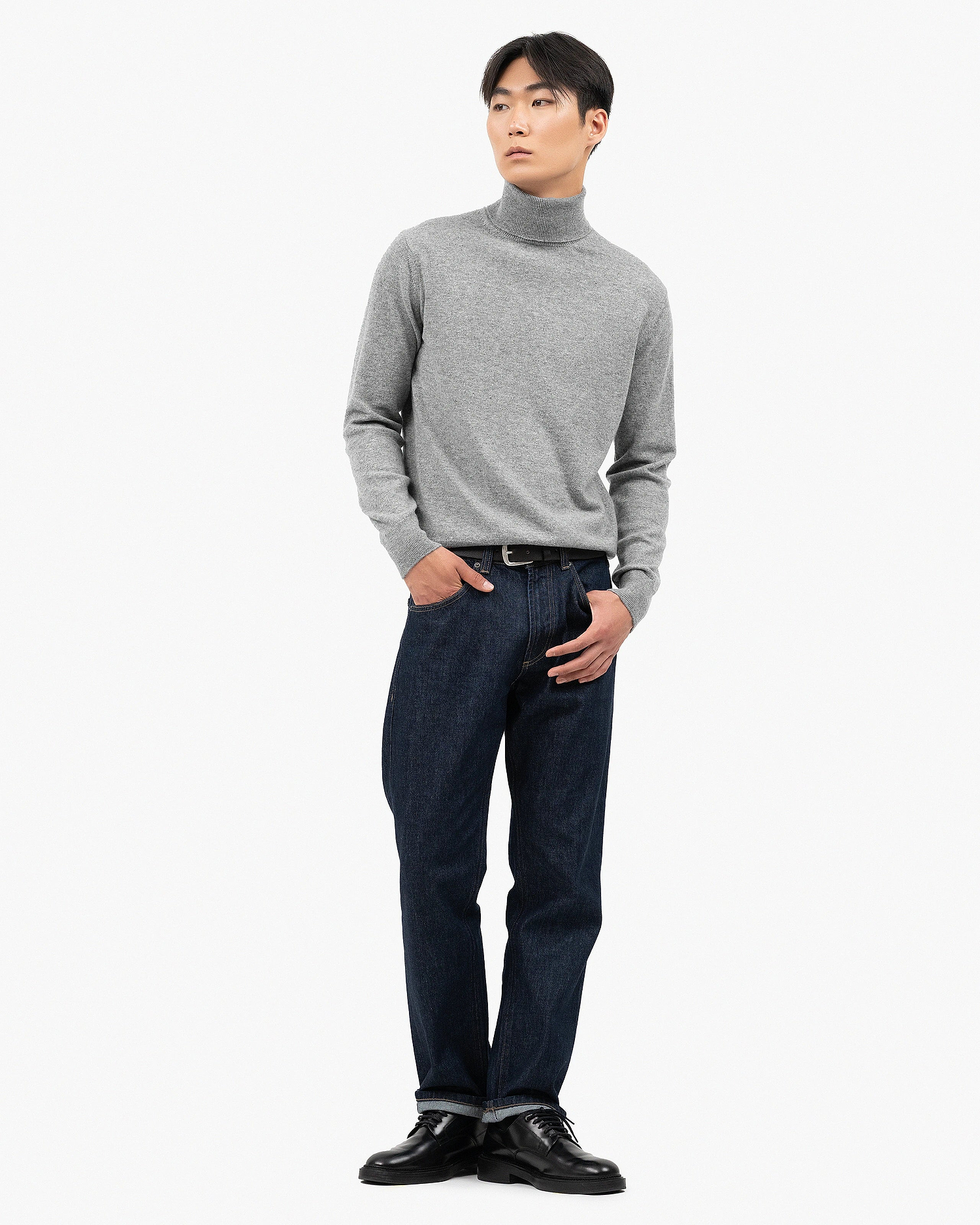 Men's Classic Turtleneck Sweater - Medium Grey Cashmere