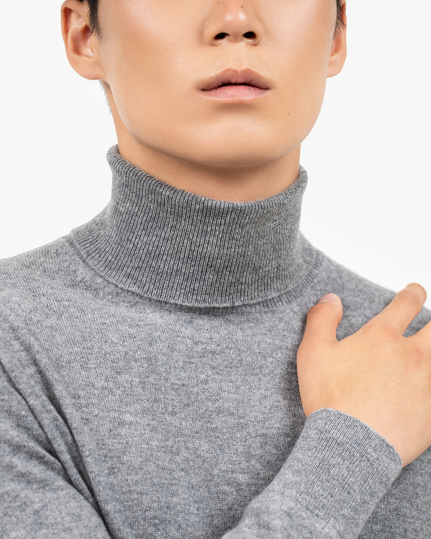 Men's Classic Turtleneck Sweater - Medium Grey Cashmere
