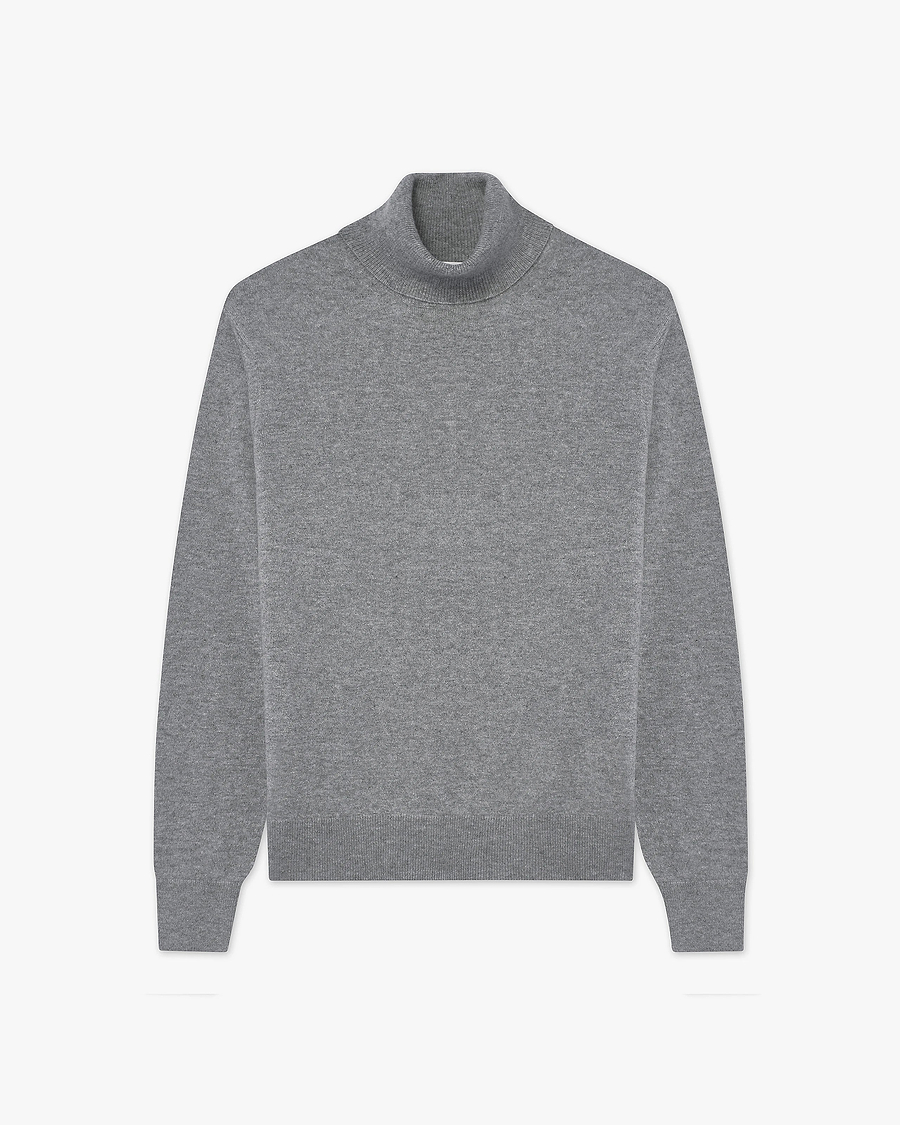 Men's Classic Turtleneck Sweater - Medium Grey Cashmere