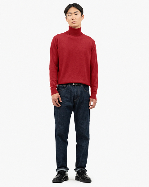 Men's Classic Turtleneck Sweater - Red Cashmere