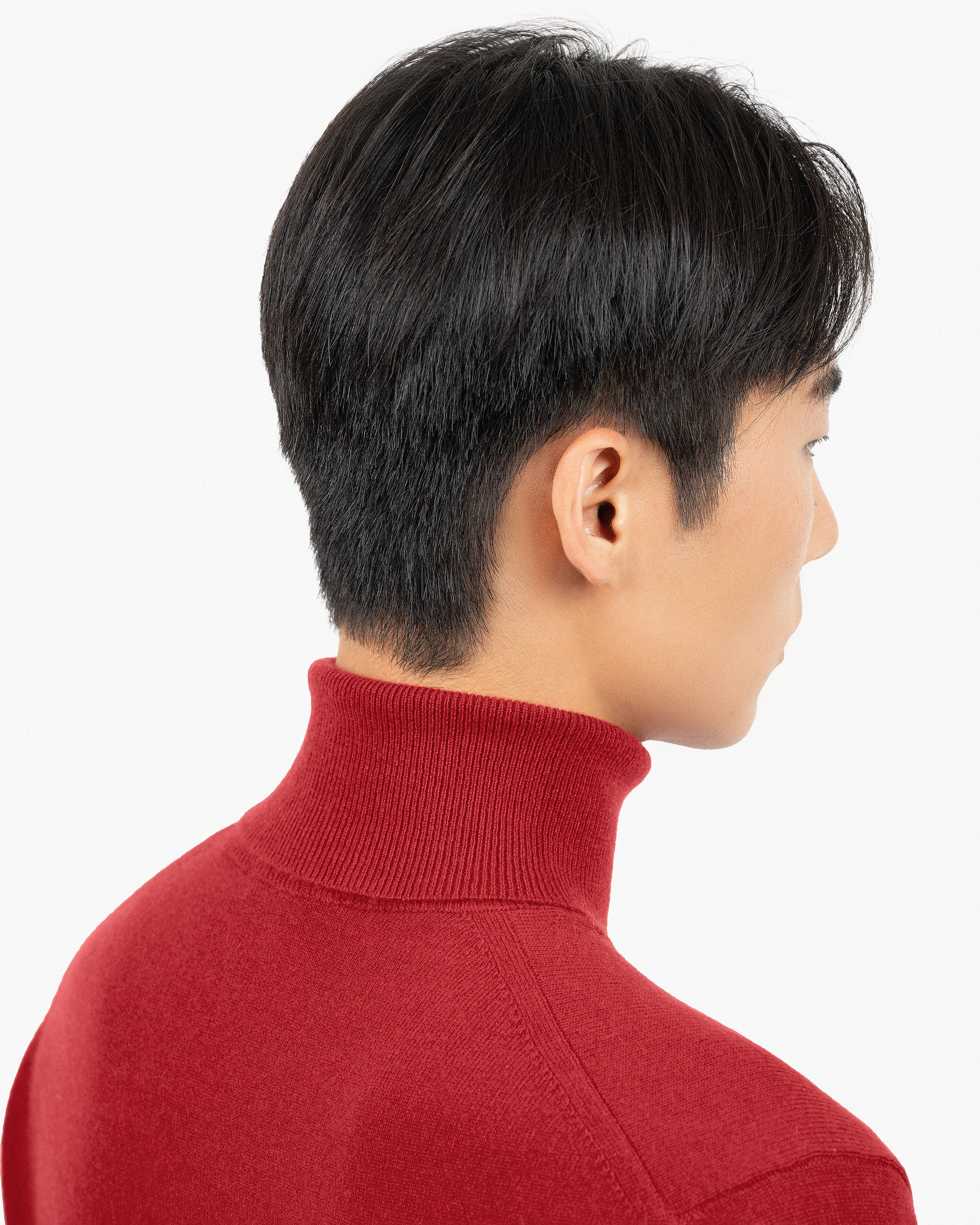 Men's Classic Turtleneck Sweater - Red Cashmere