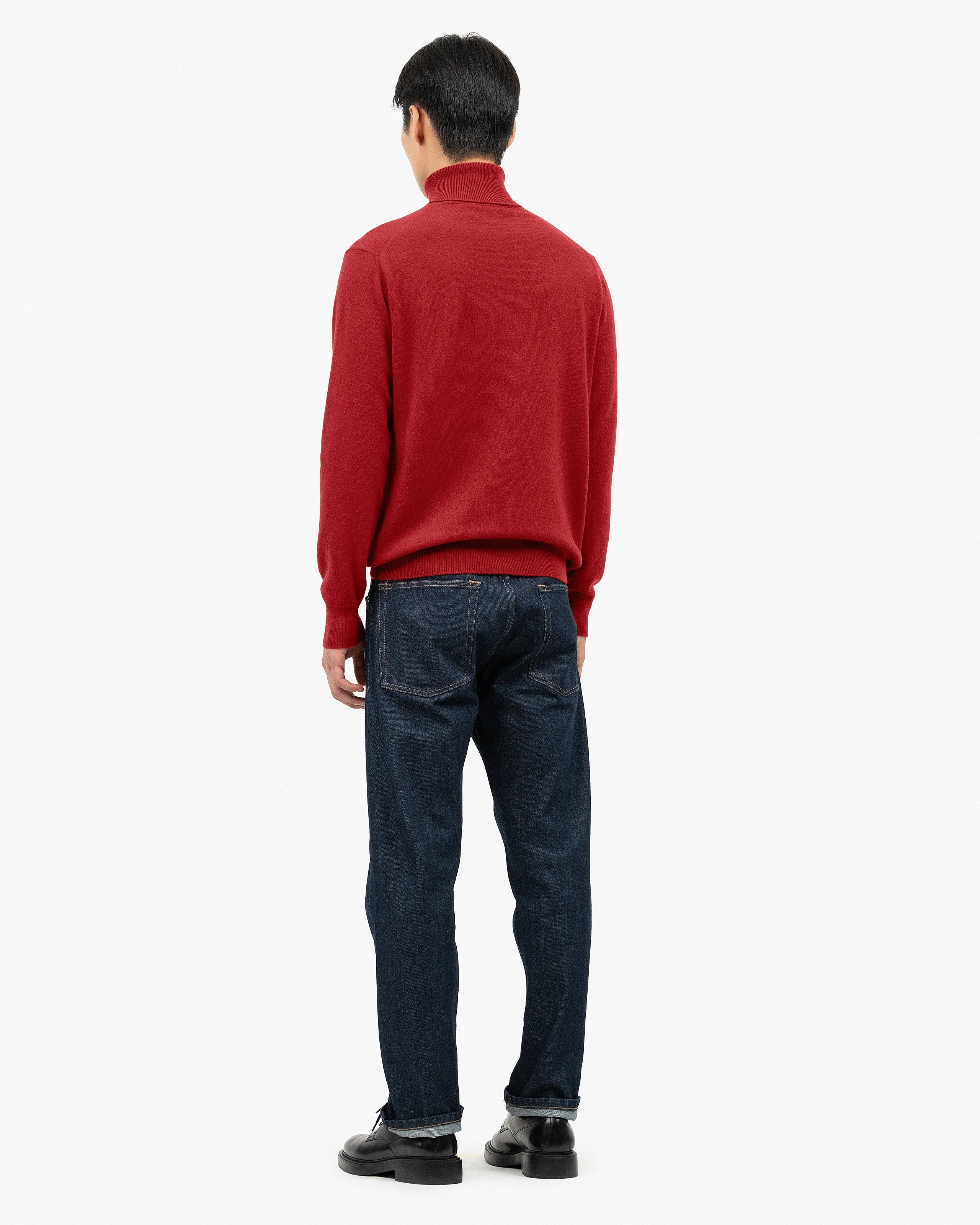 Men's Classic Turtleneck Sweater - Red Cashmere