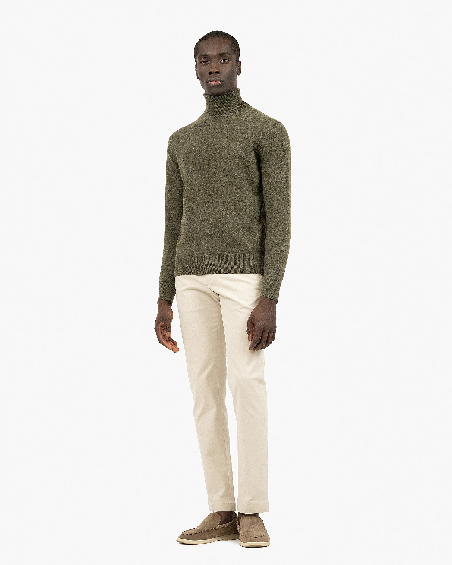 Men's Classic Turtleneck Sweater - Green Cashmere