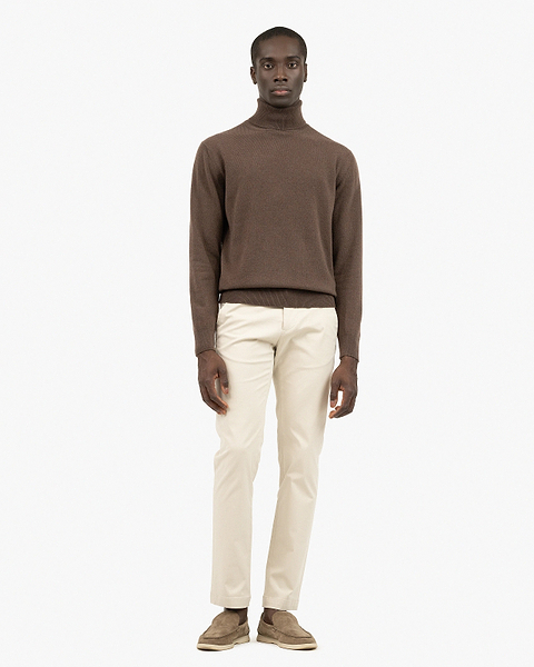 Men's Classic Turtleneck Sweater - Brown Cashmere