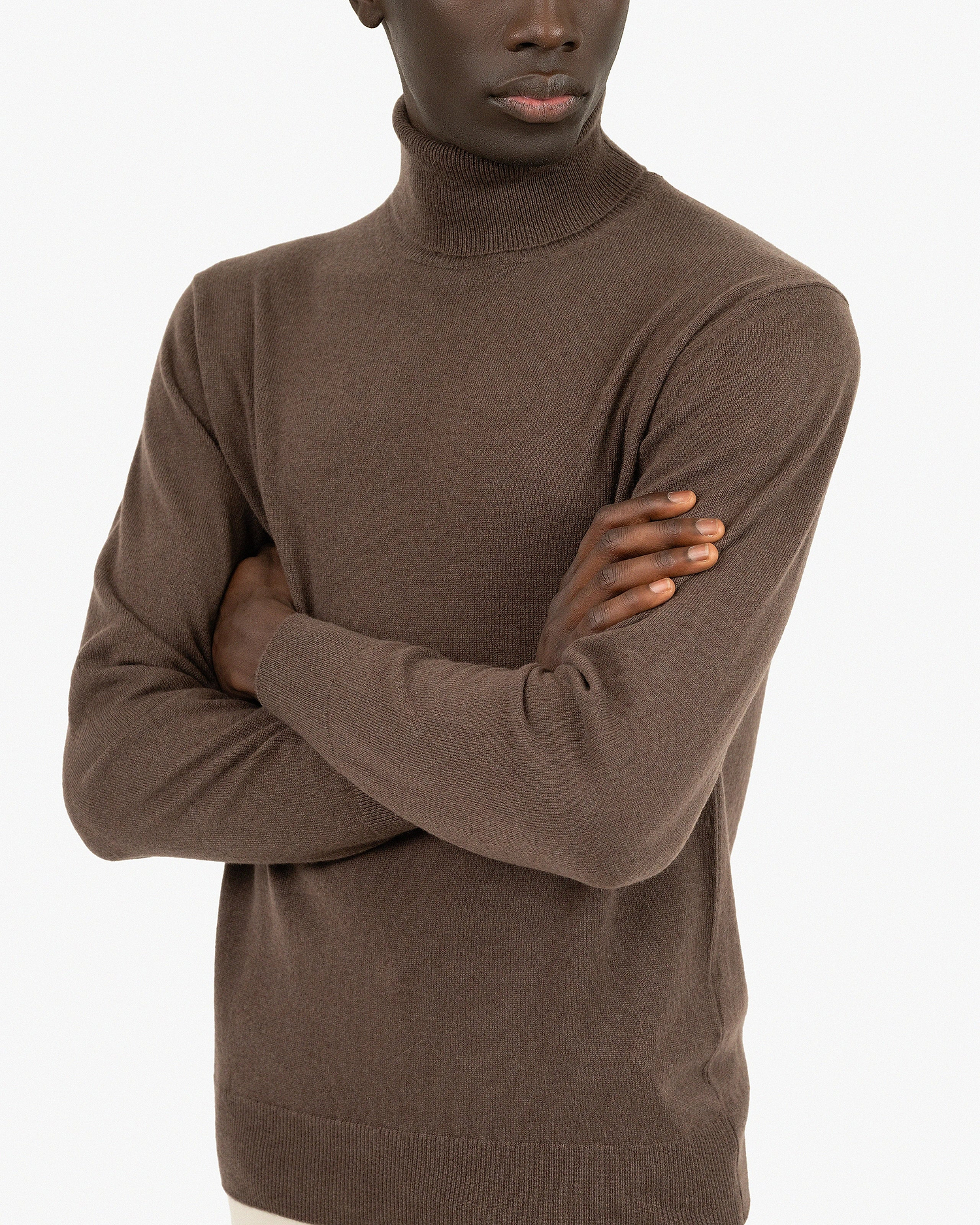 Men's Classic Turtleneck Sweater - Brown Cashmere