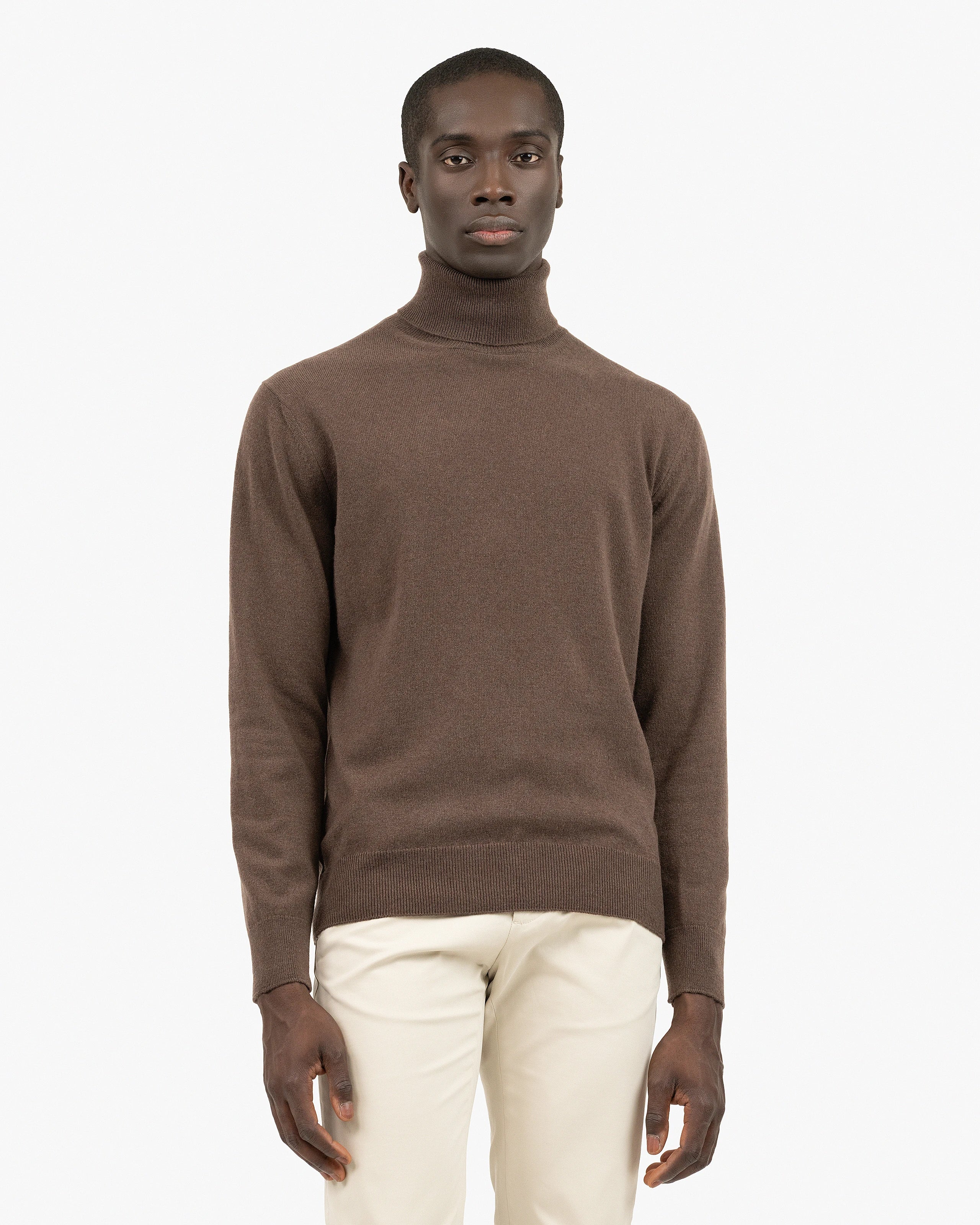Men's Classic Turtleneck Sweater - Brown Cashmere
