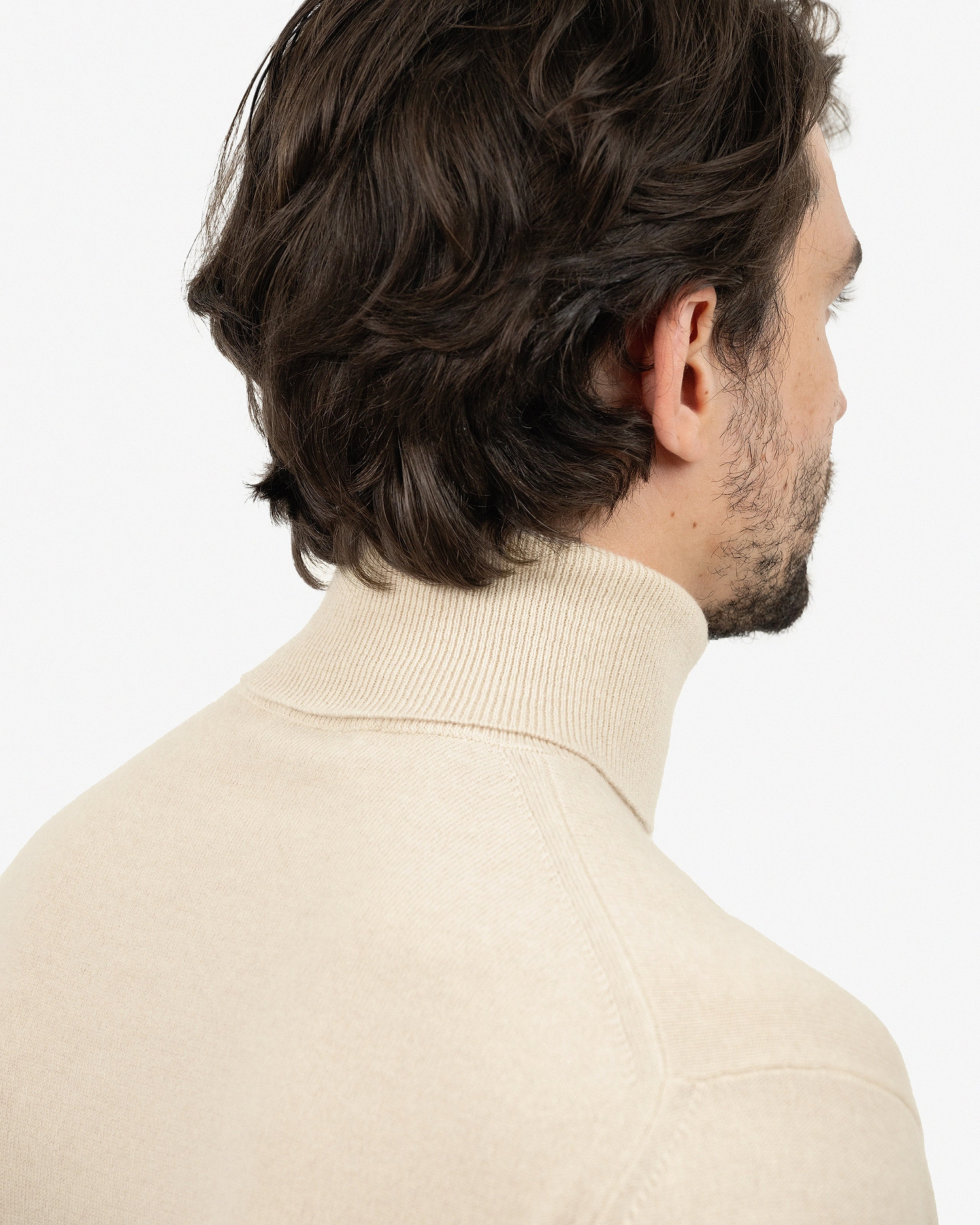 Men's Classic Turtleneck Sweater - Light Beige Cashmere