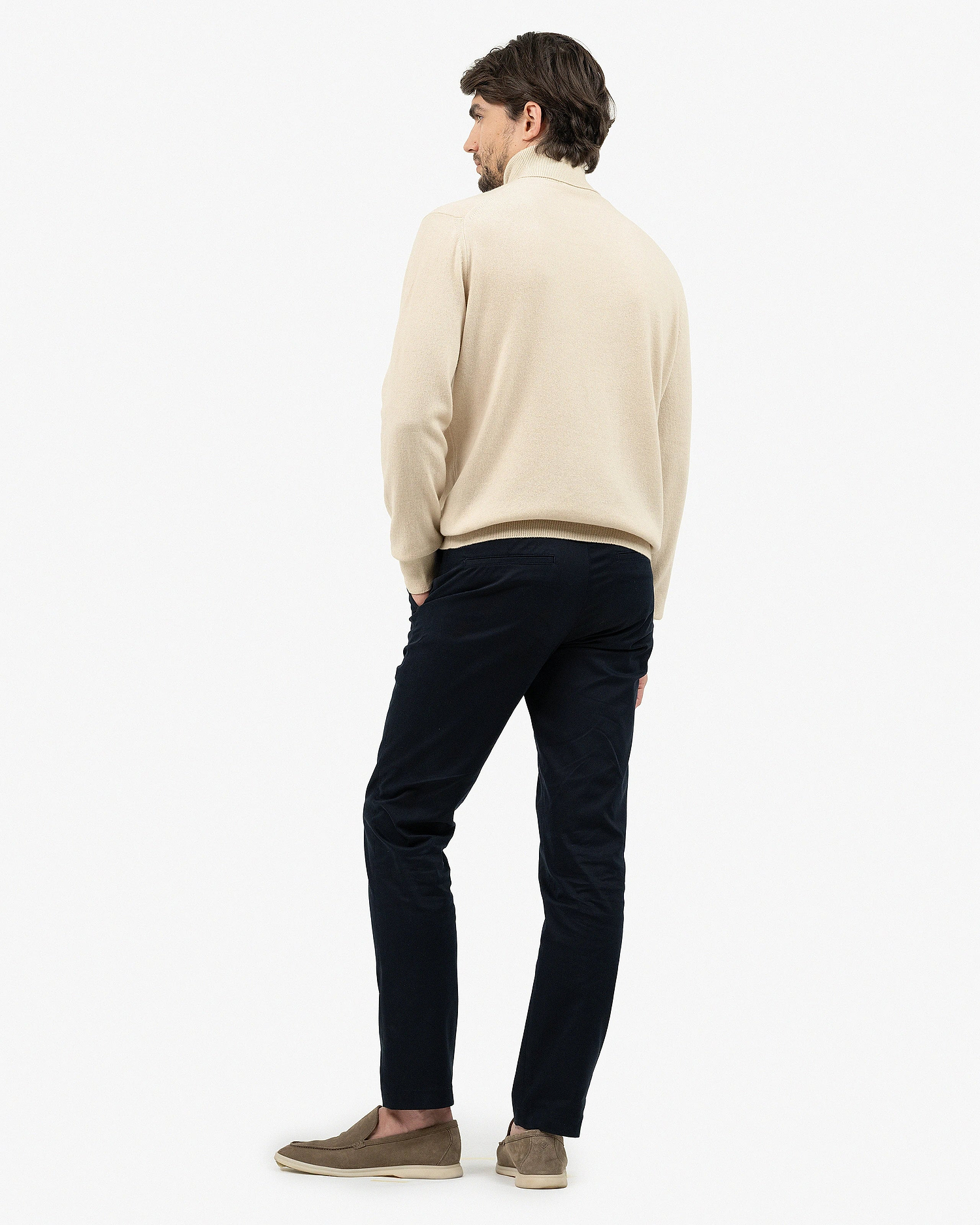 Men's Classic Turtleneck Sweater - Light Beige Cashmere