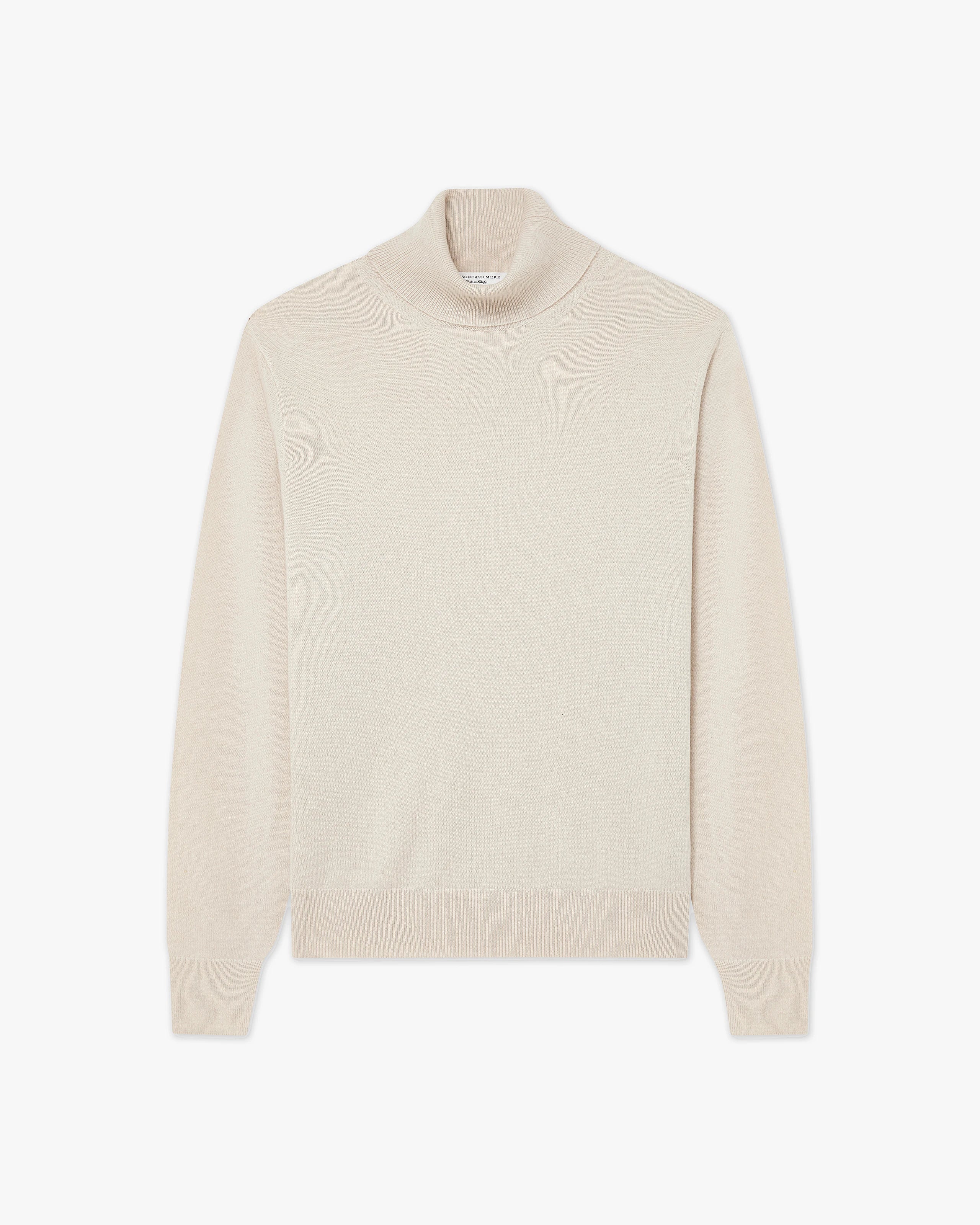 Men's Classic Turtleneck Sweater - Light Beige Cashmere