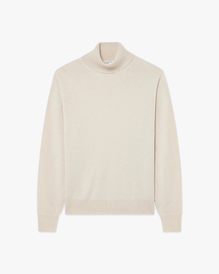 Men's Classic Turtleneck Sweater - Light Beige Cashmere