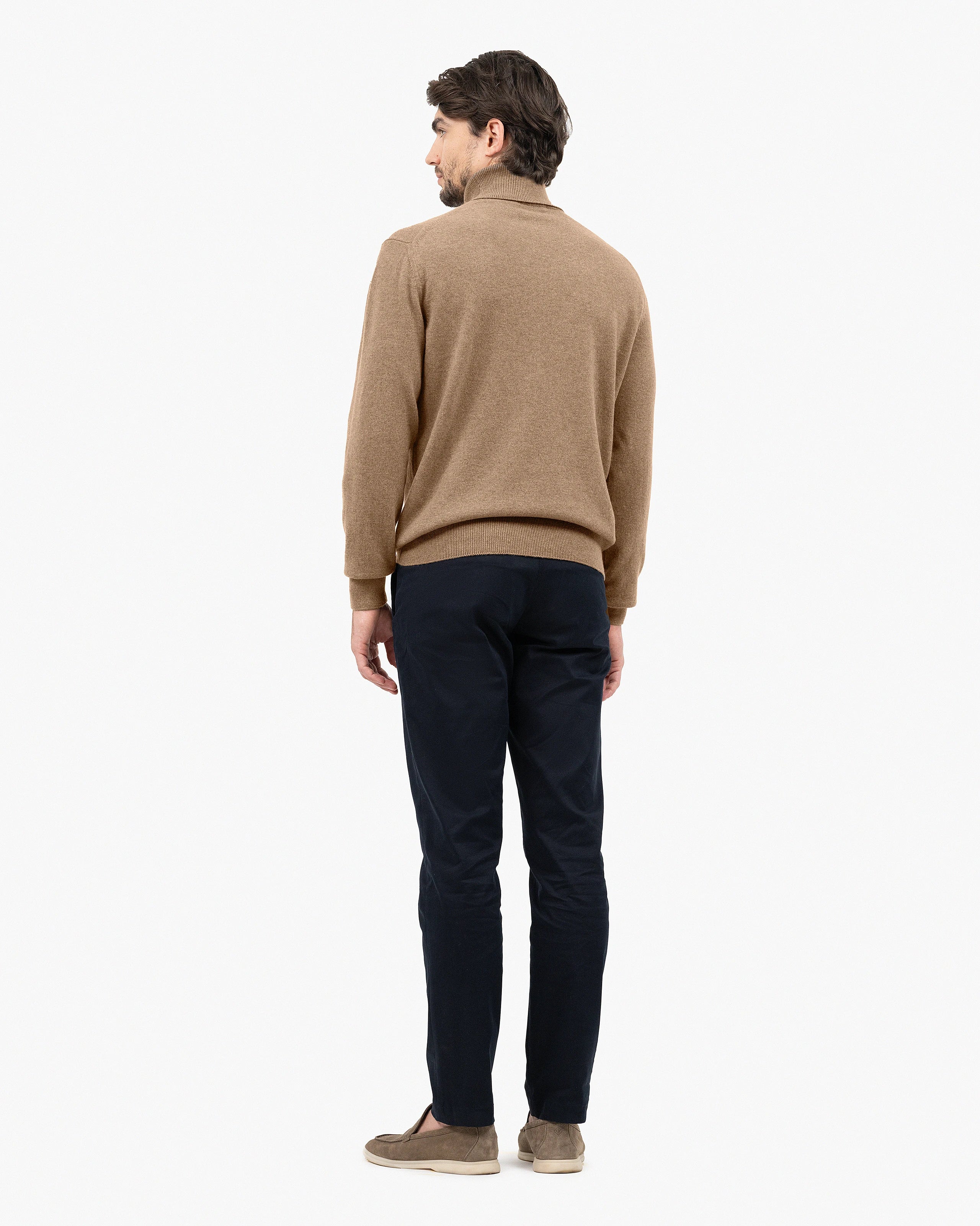 Men's Classic Turtleneck Sweater - Light Brown Cashmere