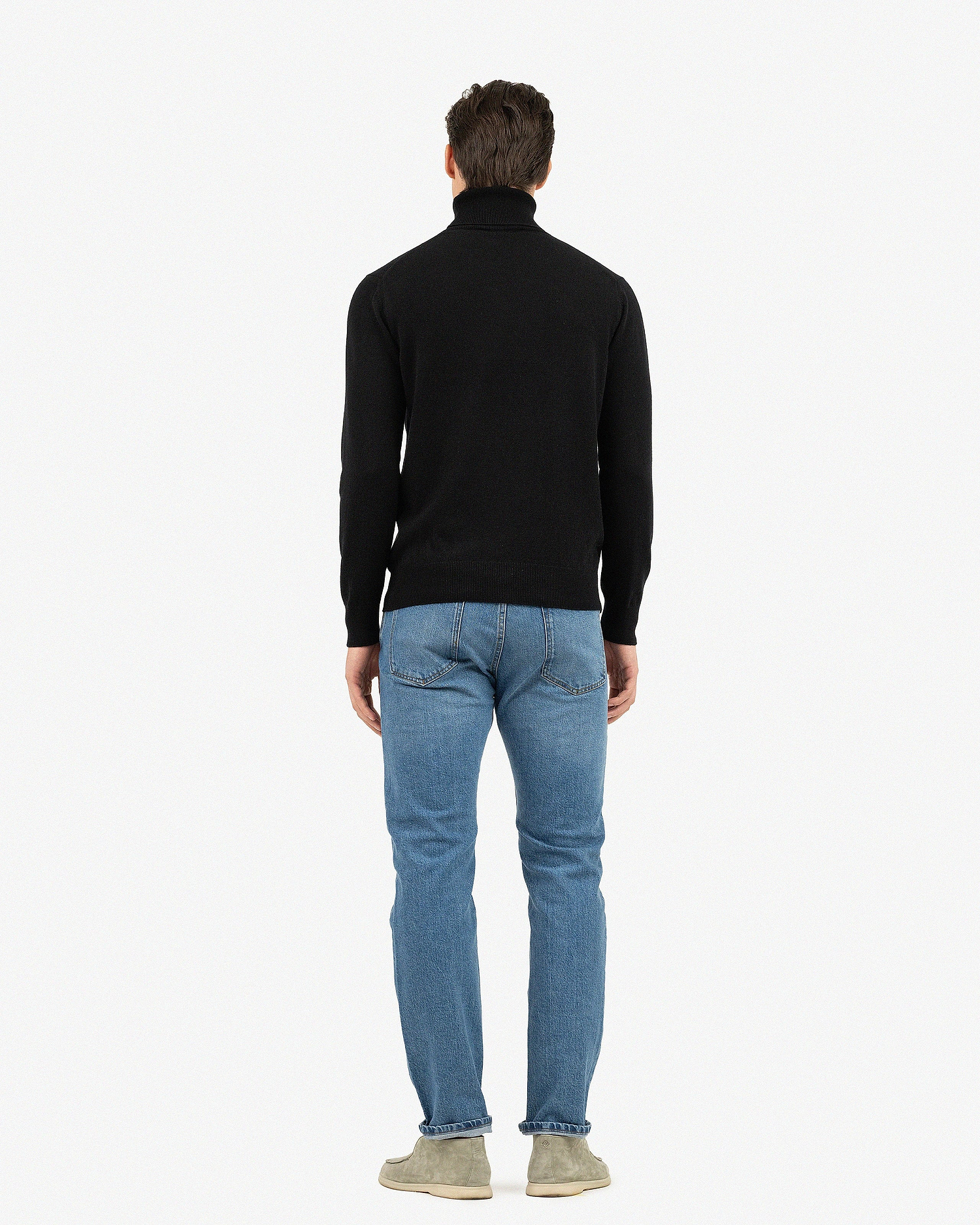 Men's Classic Turtleneck Sweater - Black Cashmere