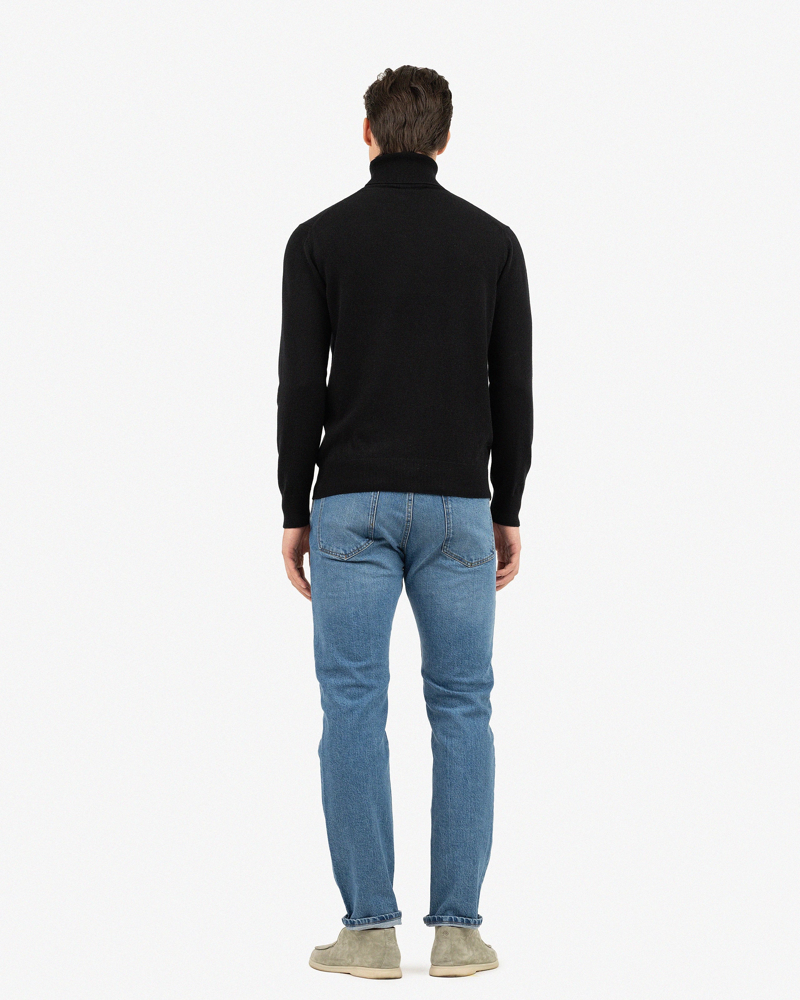 Men's Classic Turtleneck Sweater - Black Cashmere