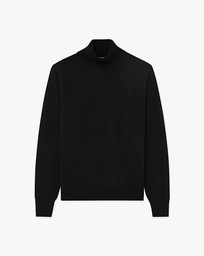 Men's Classic Turtleneck Sweater - Black Cashmere