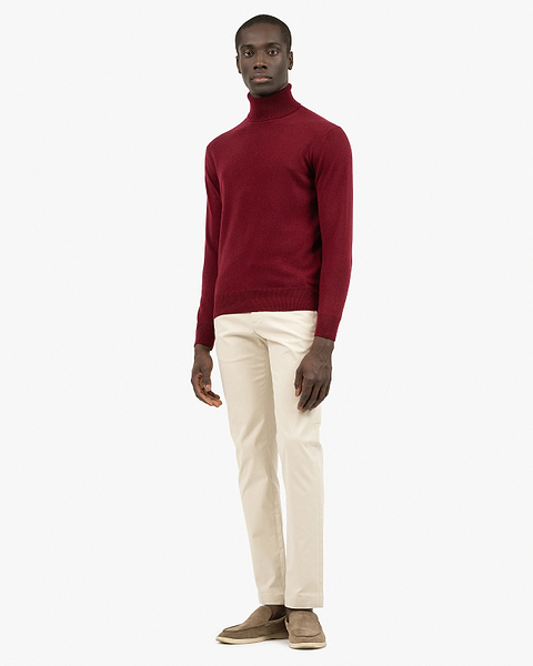 Men's Classic Turtleneck Sweater - Bordeaux Cashmere