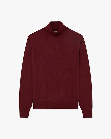 Men's Classic Turtleneck Sweater - Bordeaux Cashmere
