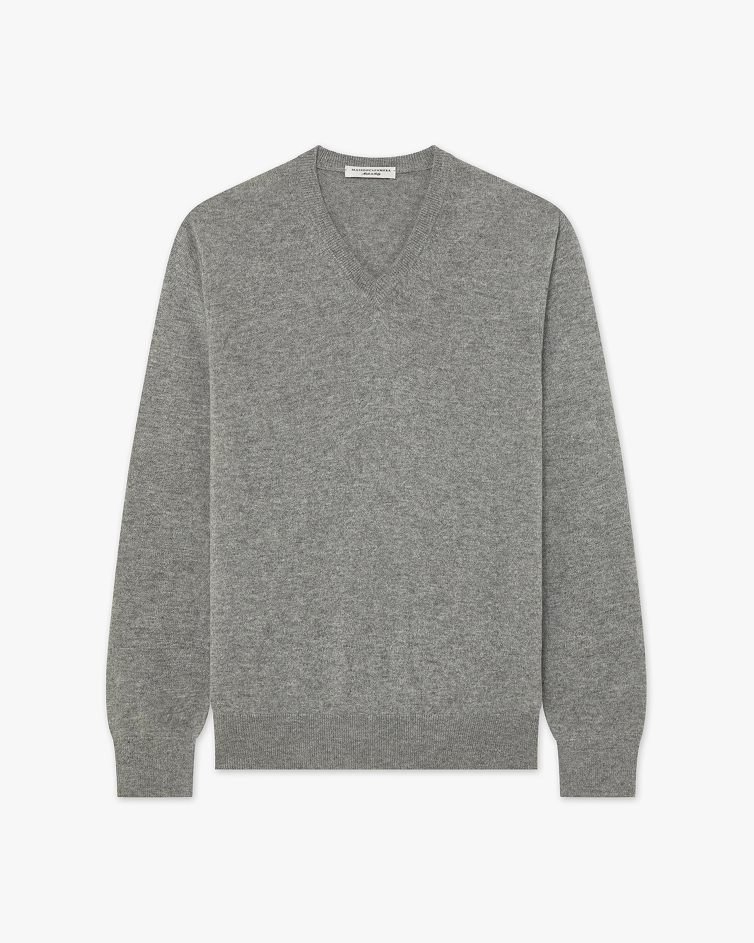 Men's Classic V-Neck Sweater - Medium Grey Cashmere