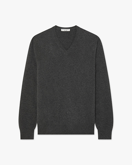 Men's Classic V-Neck Sweater - Charcoal Cashmere