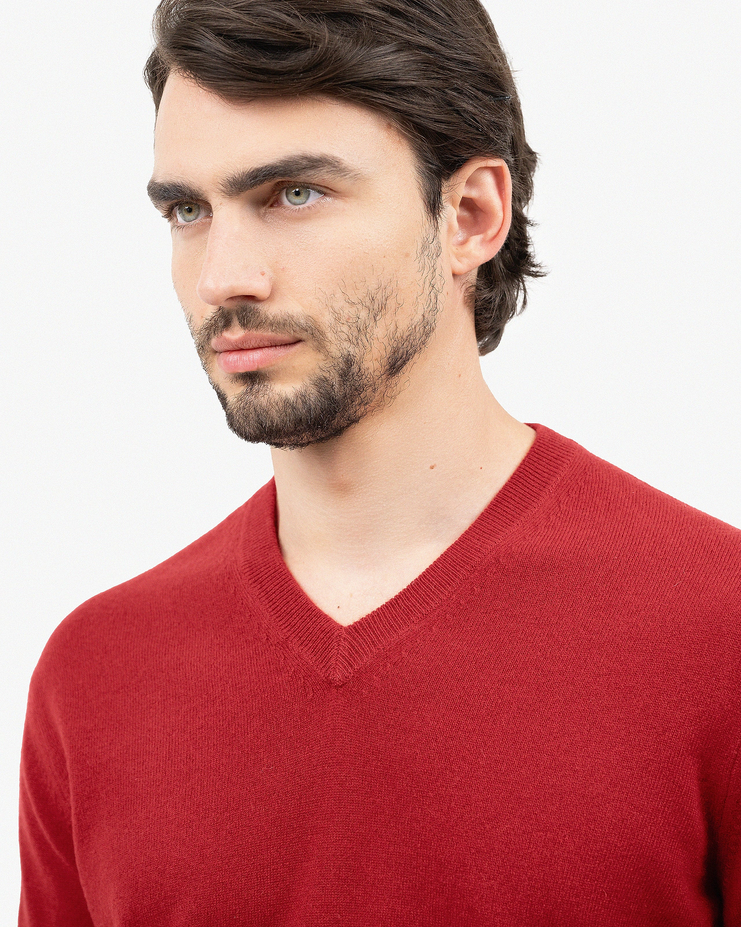 Men's Classic V-Neck Sweater - Red Cashmere