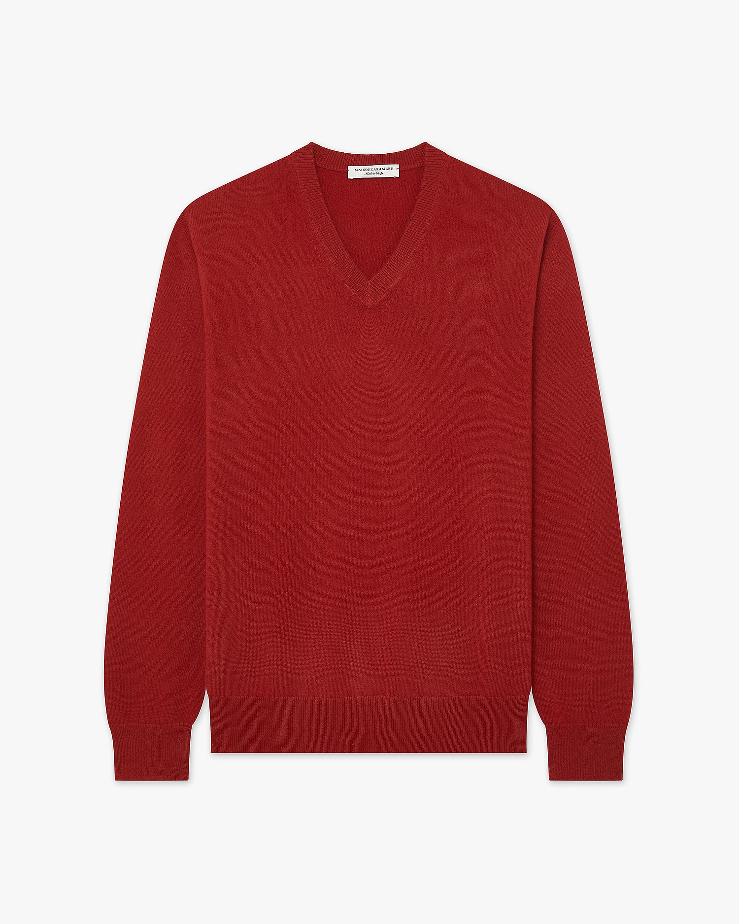 Men's Classic V-Neck Sweater - Red Cashmere