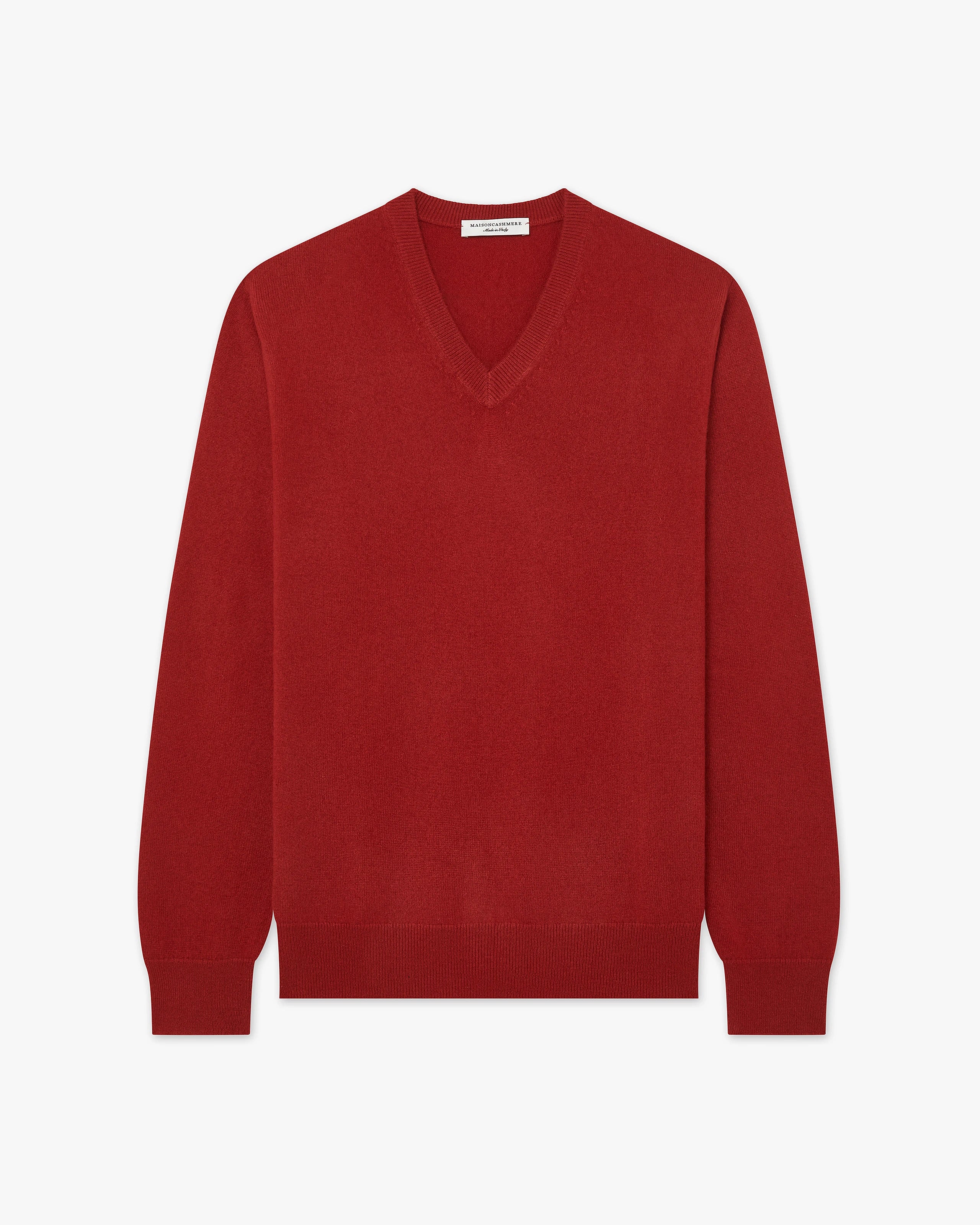 Men's Classic V-Neck Sweater - Red Cashmere