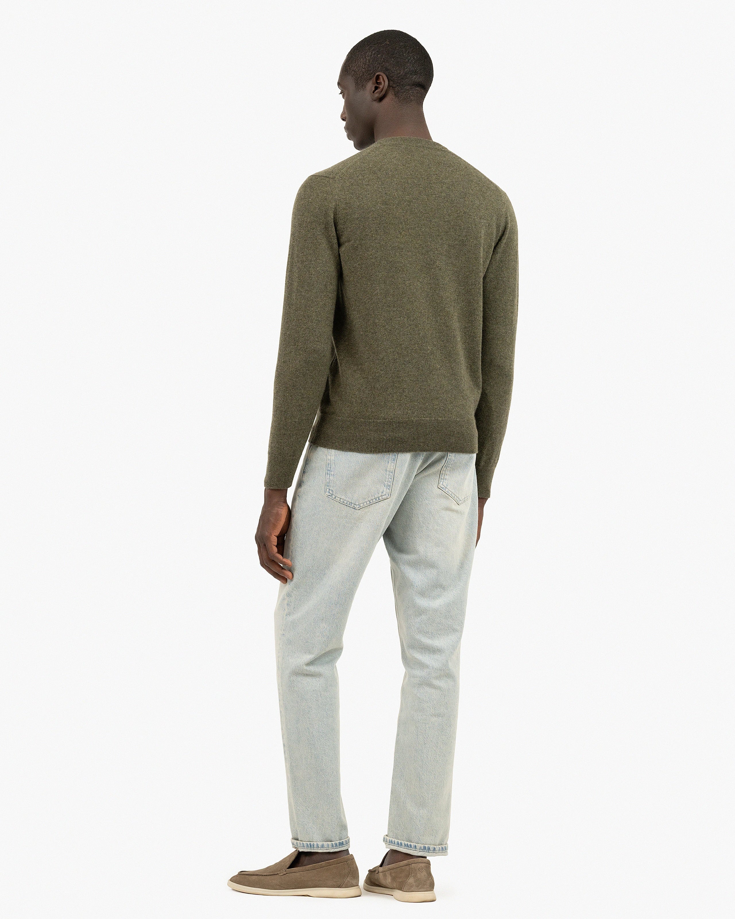 Men's Classic V-Neck Sweater - Green Cashmere