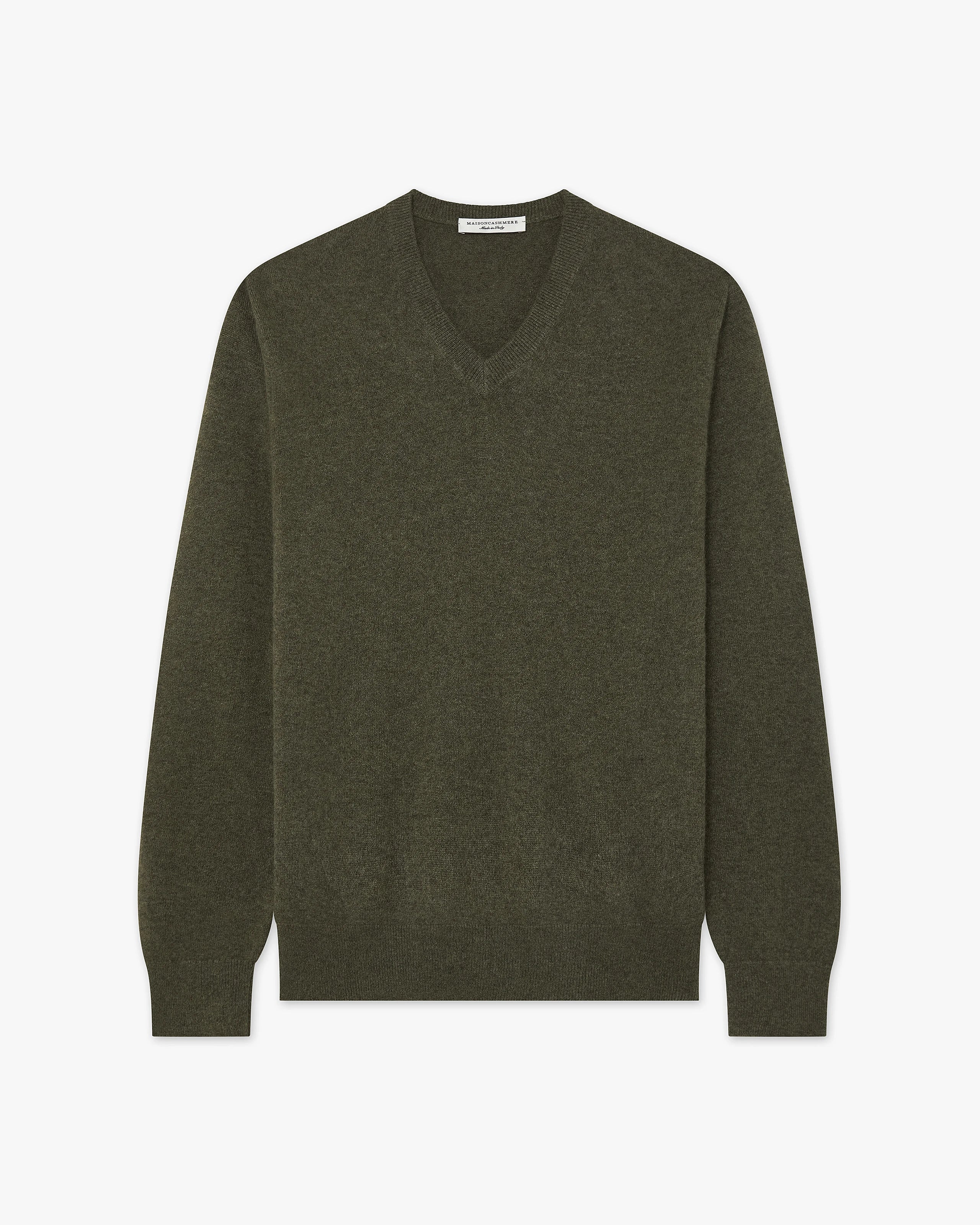 Men's Classic V-Neck Sweater - Green Cashmere