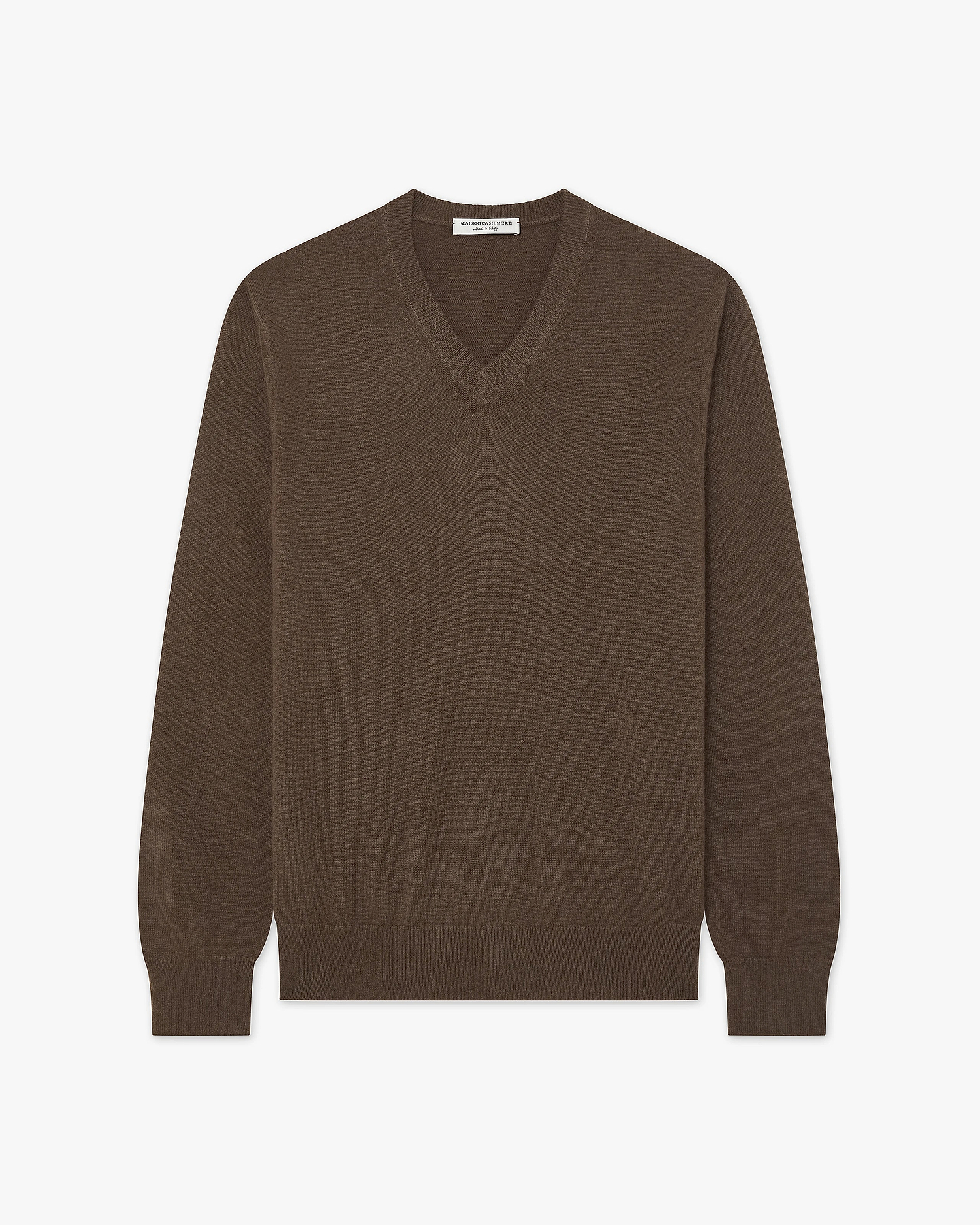Men's Classic V-Neck Sweater - Brown Cashmere