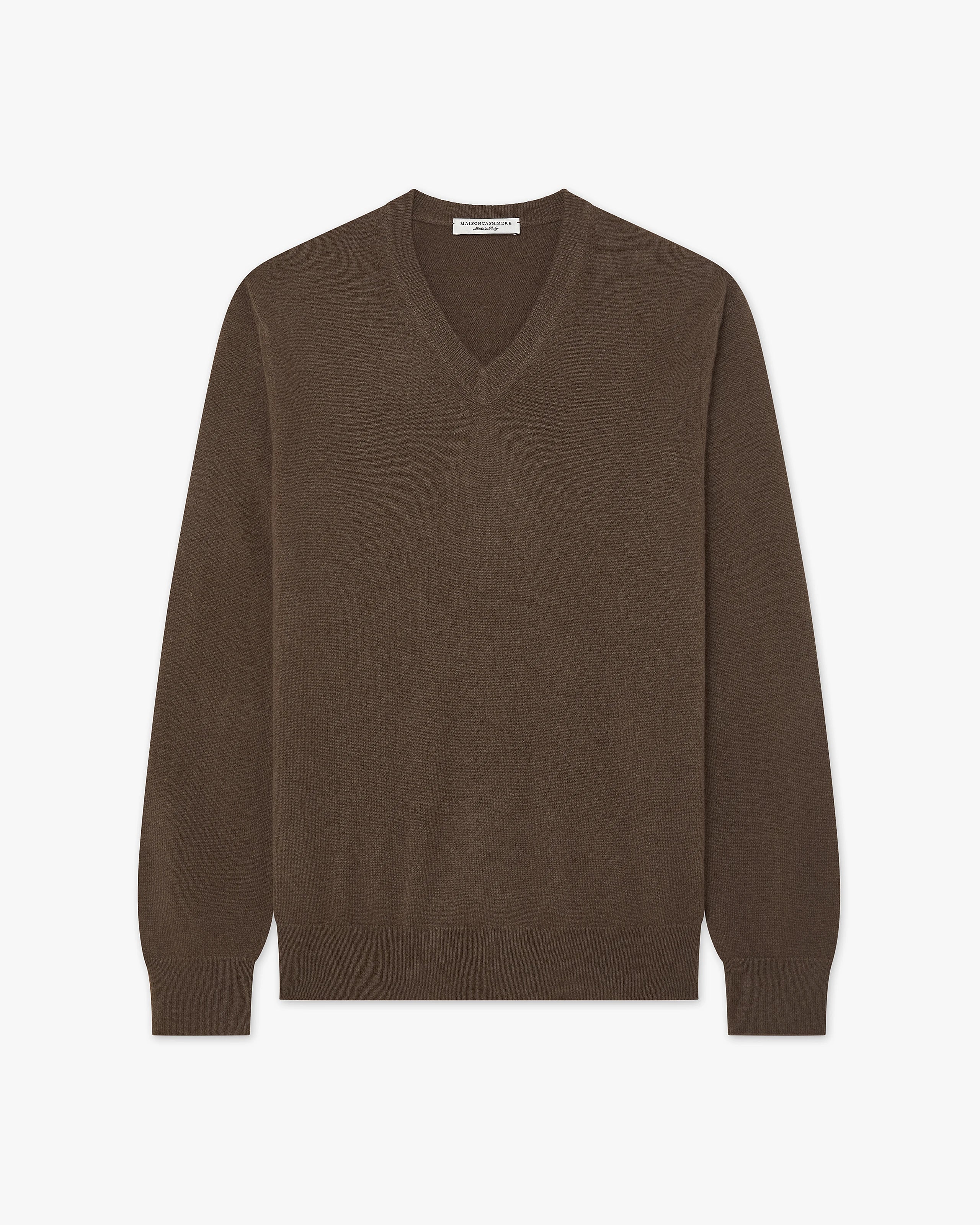 Men's Classic V-Neck Sweater - Brown Cashmere