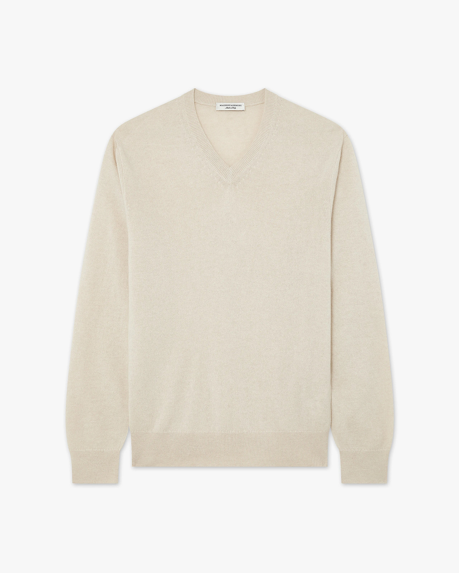 Men's Classic V-Neck Sweater - Light Beige Cashmere