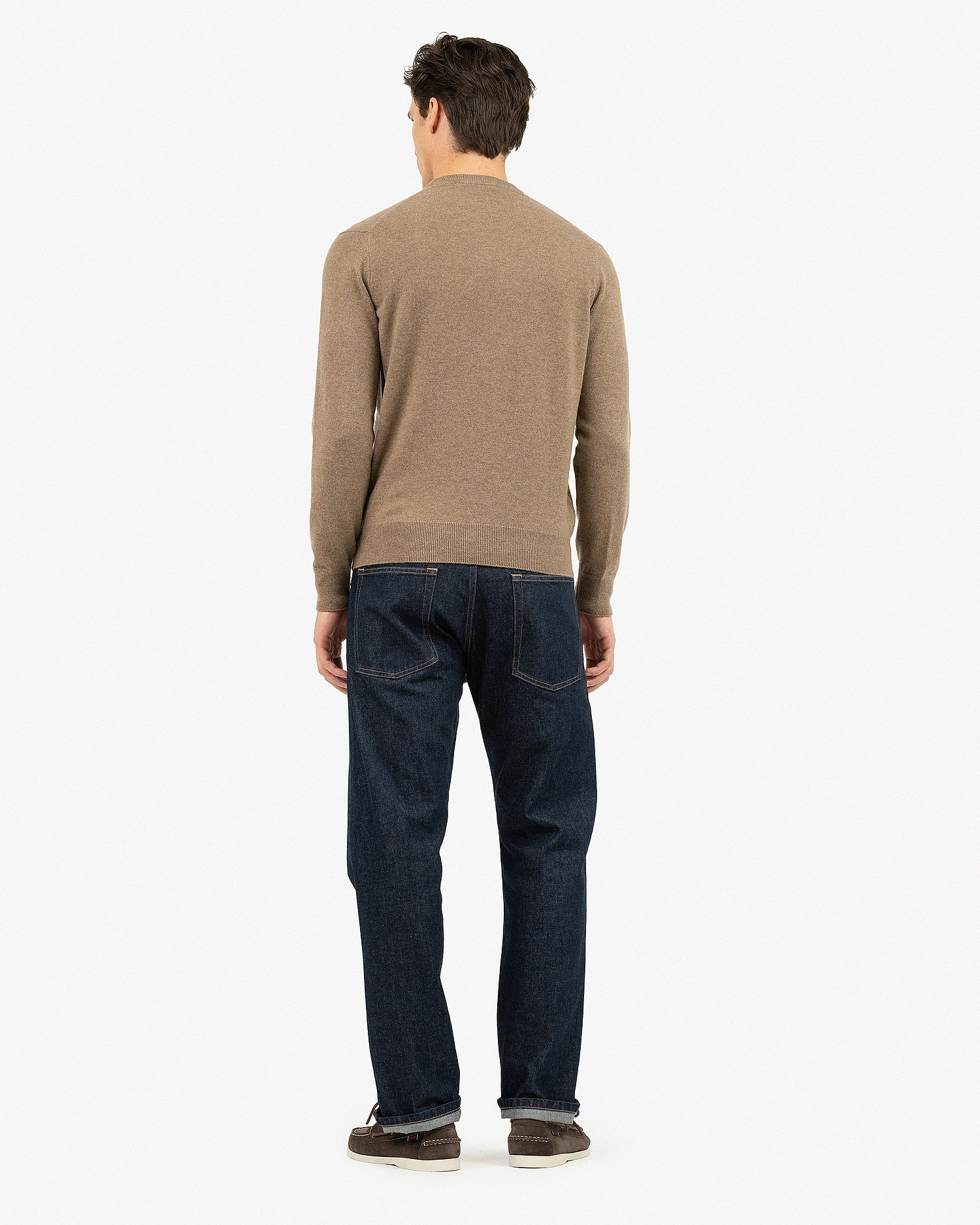 Men's Classic V-Neck Sweater - Light Brown Cashmere