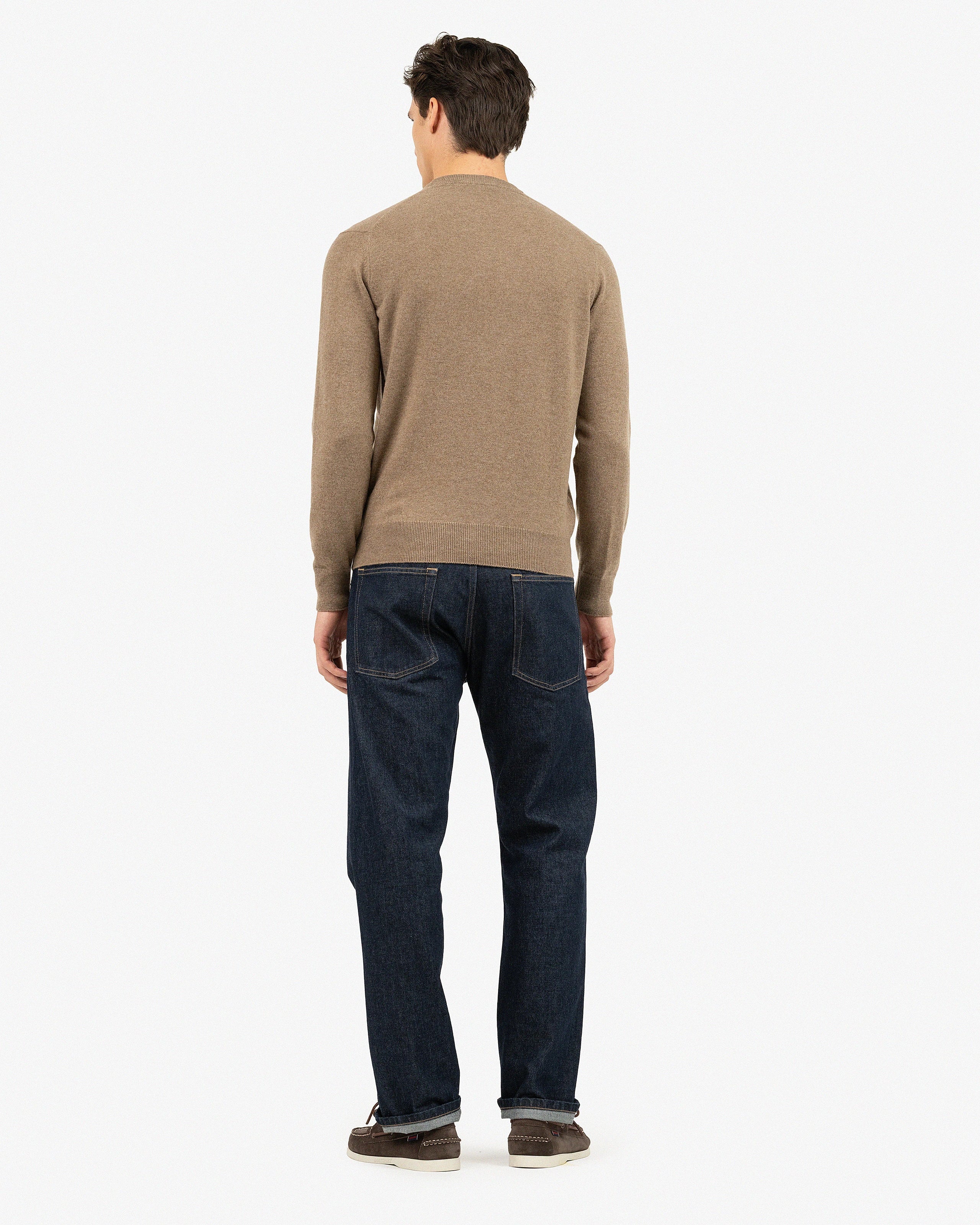 Men's Classic V-Neck Sweater - Light Brown Cashmere