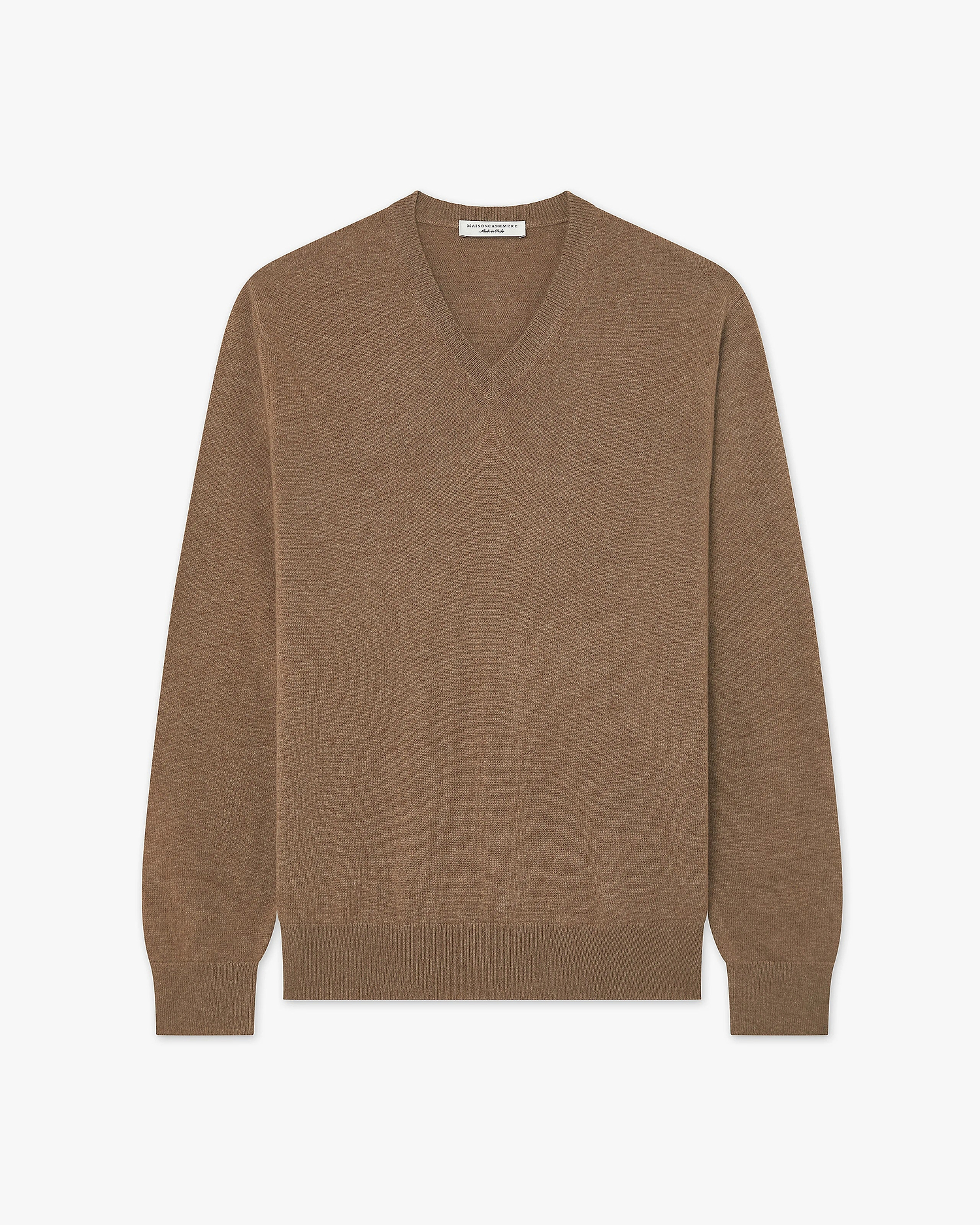 Men's Classic V-Neck Sweater - Light Brown Cashmere