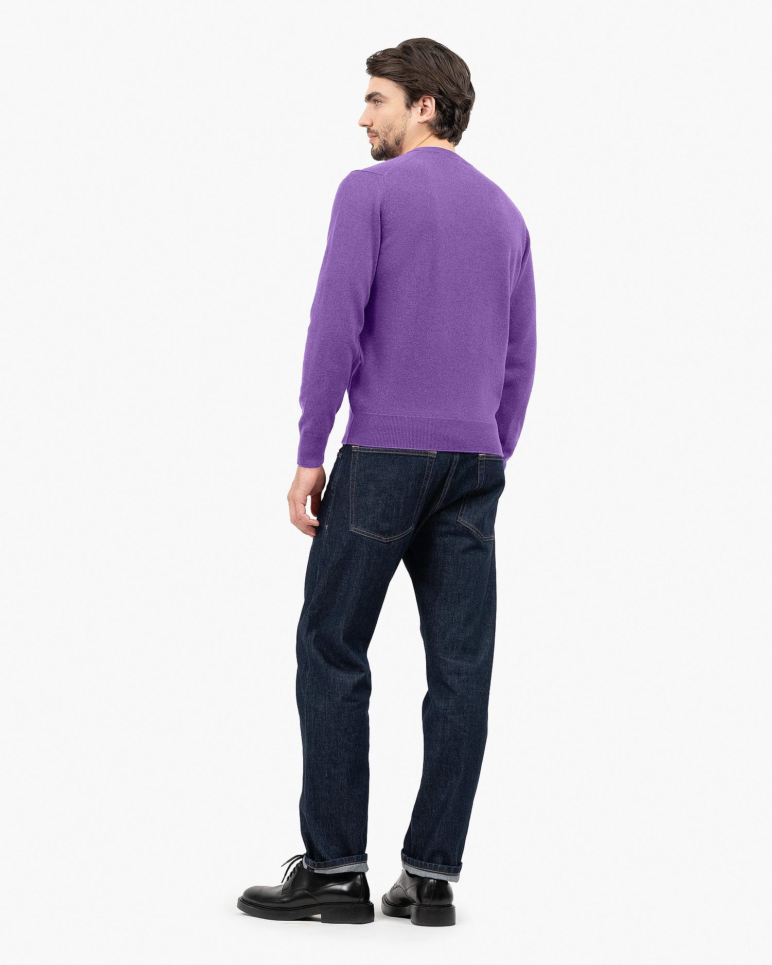 Men's Classic V-Neck Sweater - Purple Cashmere