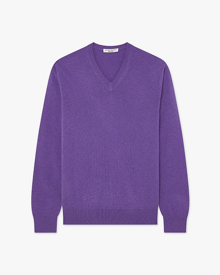 Men's Classic V-Neck Sweater - Purple Cashmere