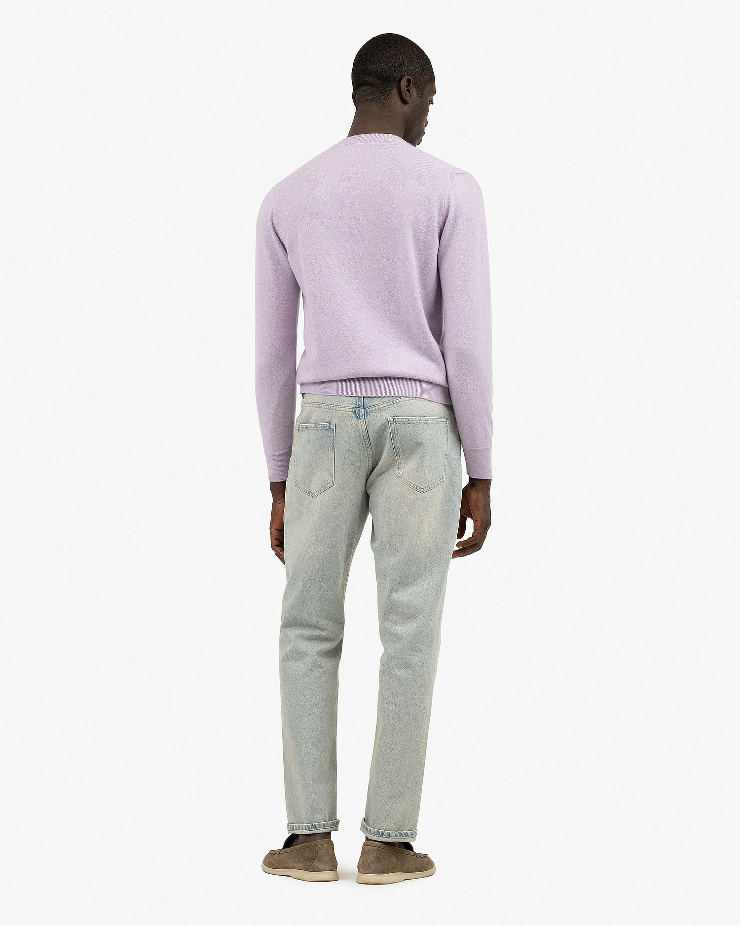 Men's Classic V-Neck Sweater - Lilac Cashmere