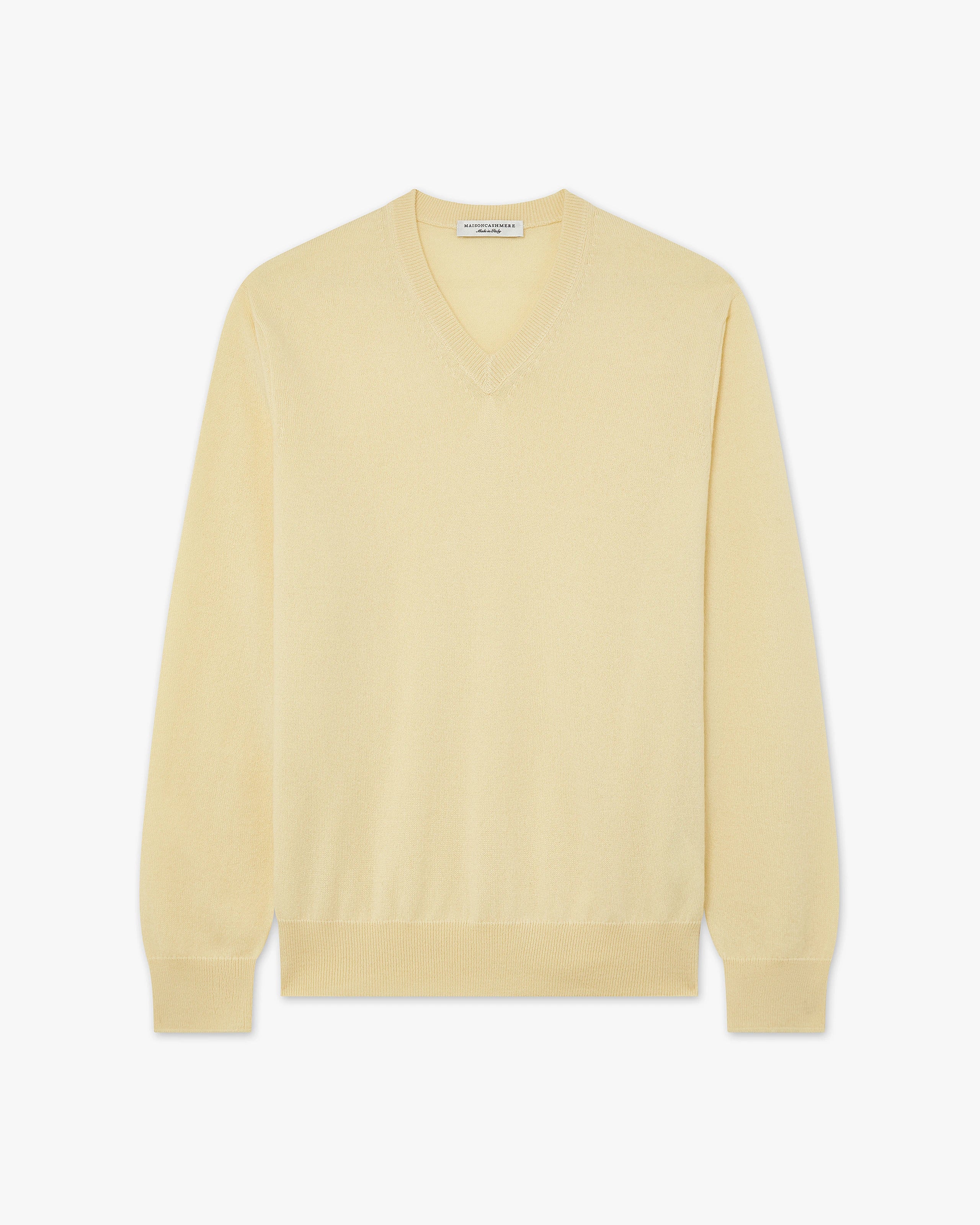 Men's Classic V-Neck Sweater - Yellow Cashmere