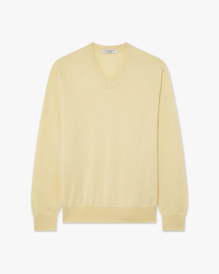Men's Classic V-Neck Sweater - Yellow Cashmere