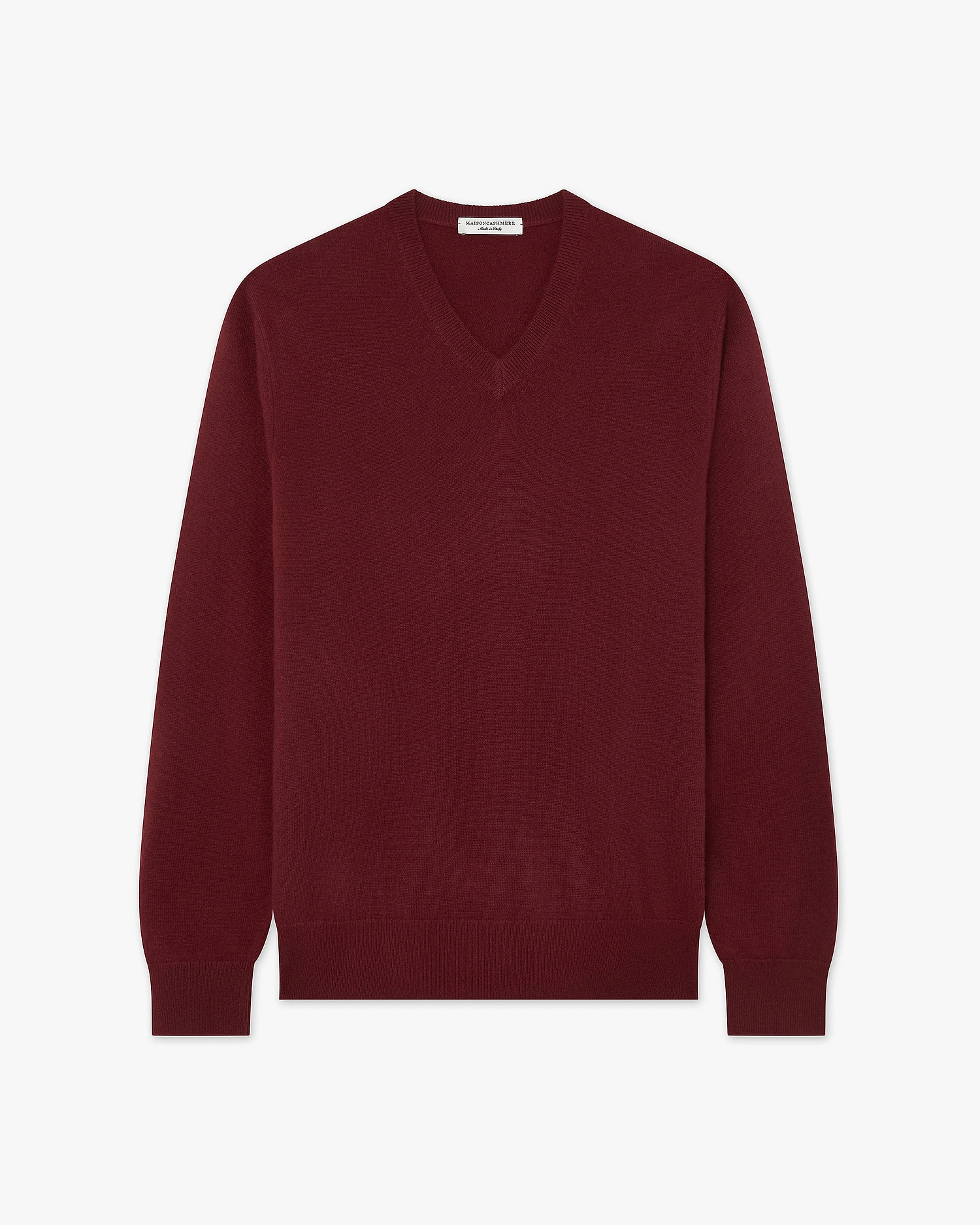 Men's Classic V-Neck Sweater - Bordeaux Cashmere